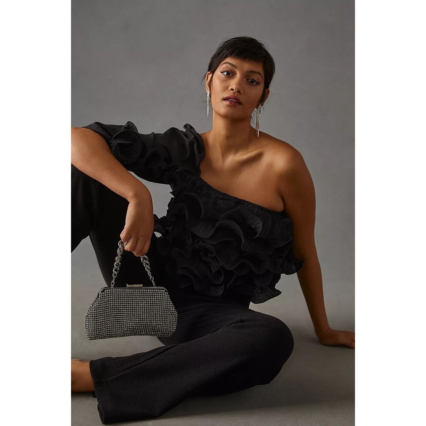 Anthropologie New Anthropologie Let Me Be 3-D Rosette One-Shoulder Top XXS Size XXS / US 00 / IT 34 - 1 Thumbnail