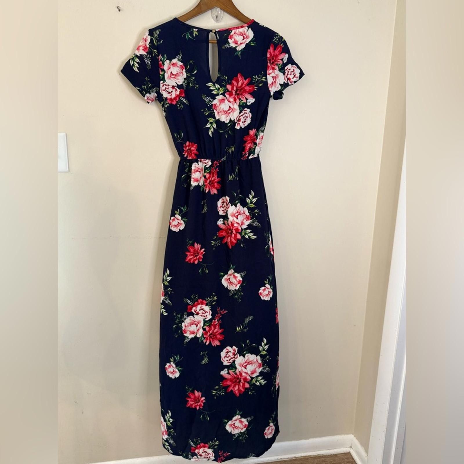 Other Mi Ami Navy Blue Floral romper maxi Dress Size XS Size XS / US 0-2 / IT 36-38 - 5 Thumbnail
