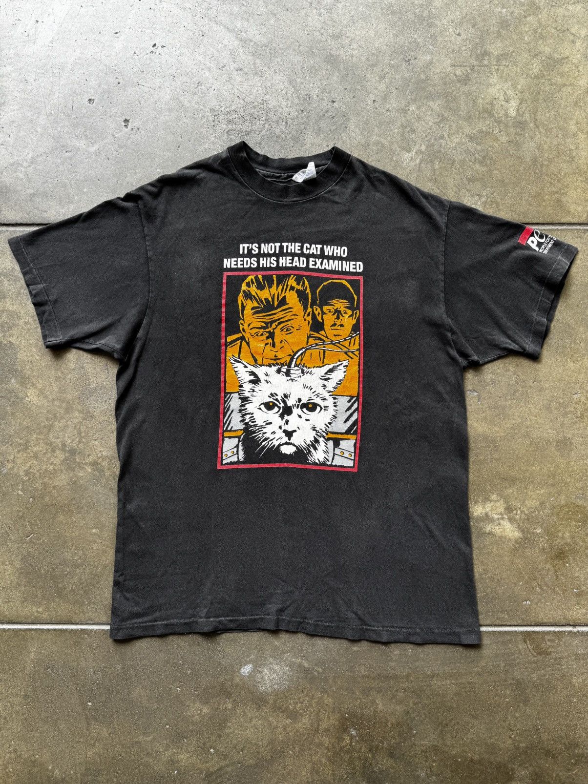 Vintage ‘90s Not The Cat PETA Vintage Art Tee Shirt Haring Size US L / EU 52-54 / 3 - 1 Thumbnail