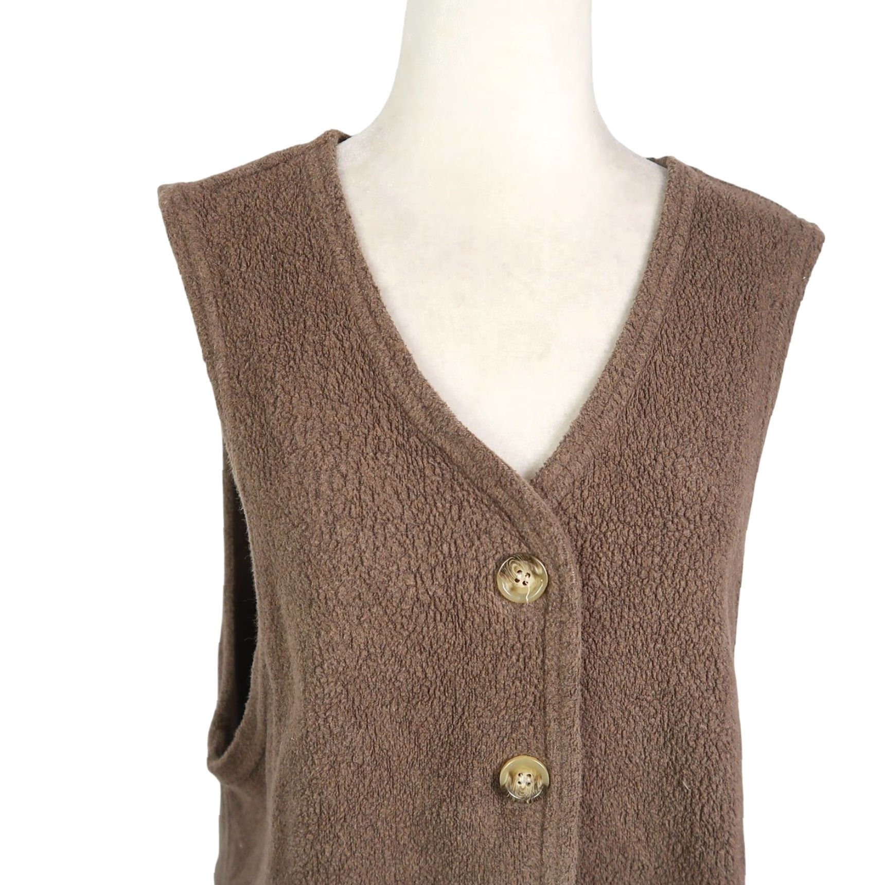CO VINTAGE 90s Pure Outdoor Clothing Co Brown Fleece Vest M Women Sleeveless Button Front Short Jacket/Coat Casual Bohemian 90s Size M / US 6-8 / IT 42-44 - 2 Thumbnail
