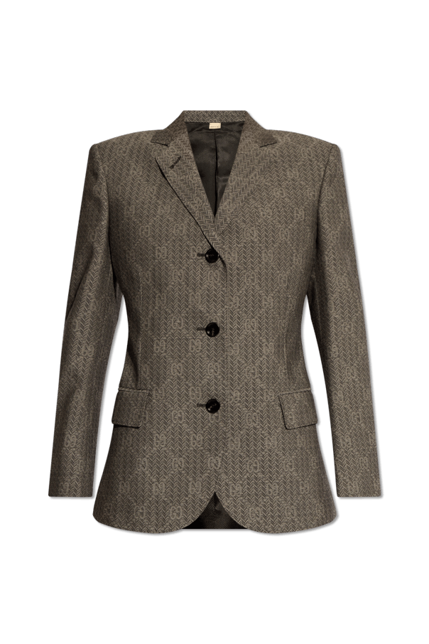 Gucci o1loc1c0226 761184 GG Chevron Wool Jacket in Grey Size XS / US 0-2 / IT 36-38 - 1 Thumbnail