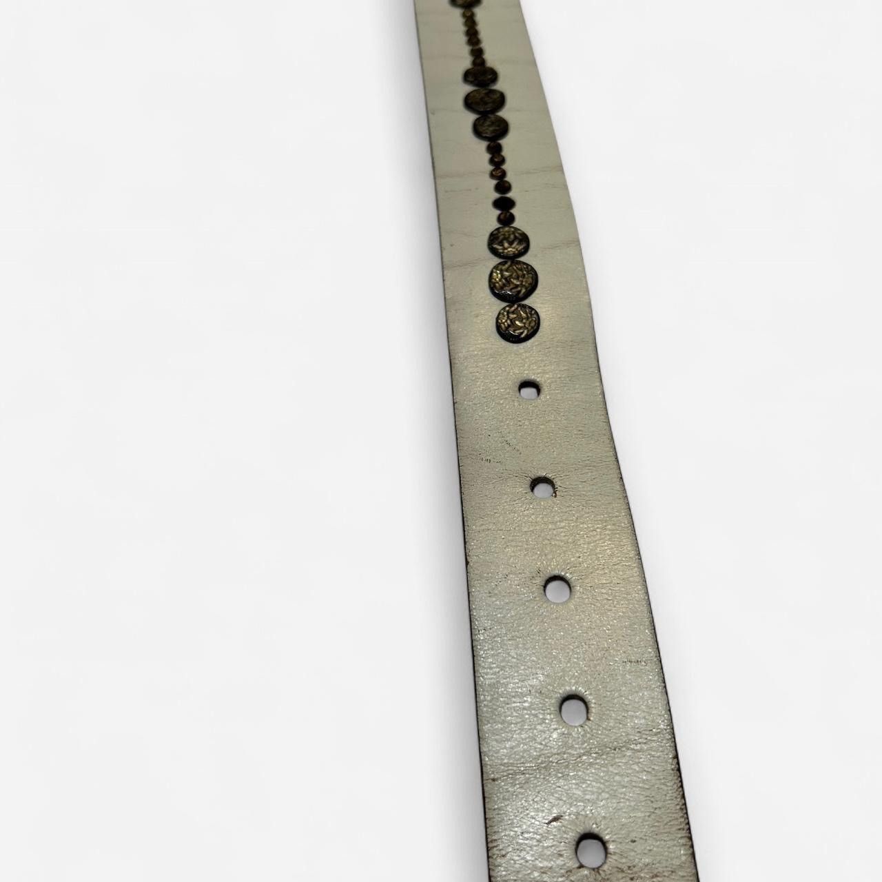 Diesel Diesel white 100% leather belt with unique brass studs Size ONE SIZE - 3 Thumbnail