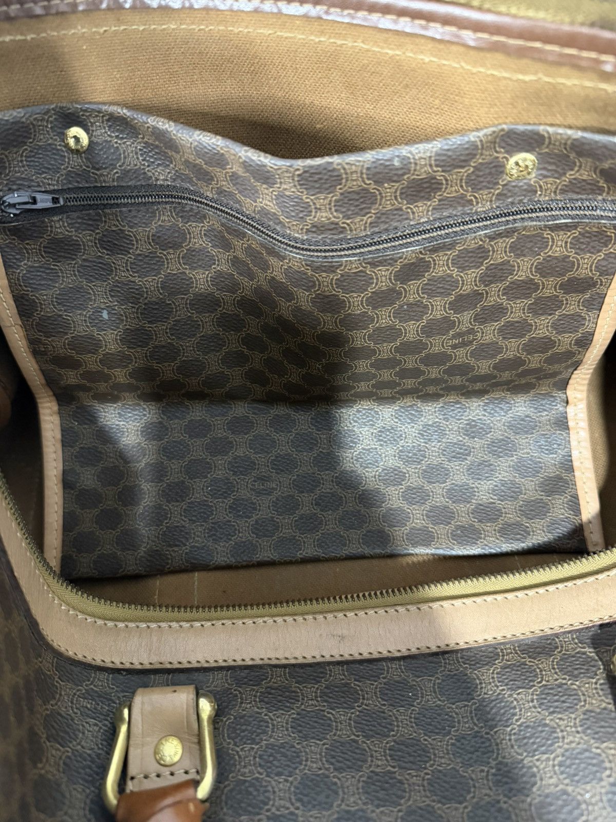 Celine Celine Brown Triomphe Coated Canvas Large Voyage Duffle Bag Size ONE SIZE - 7 Thumbnail