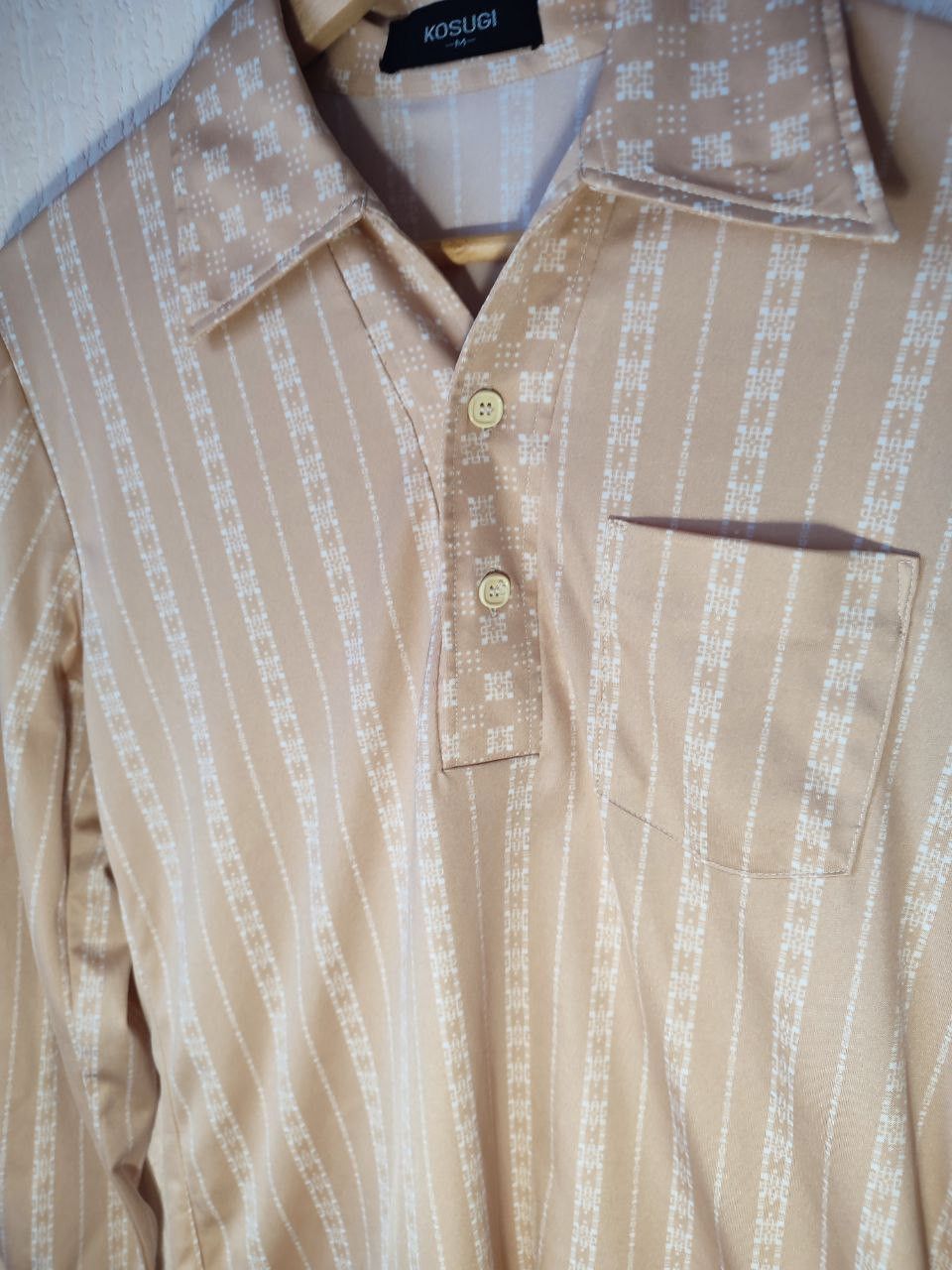 Japanese Brand Vintage Kosugi Beige Patterned Shirt (Japan)Men’s M / Unisex Size US S / EU 44-46 / 1 - 5 Thumbnail