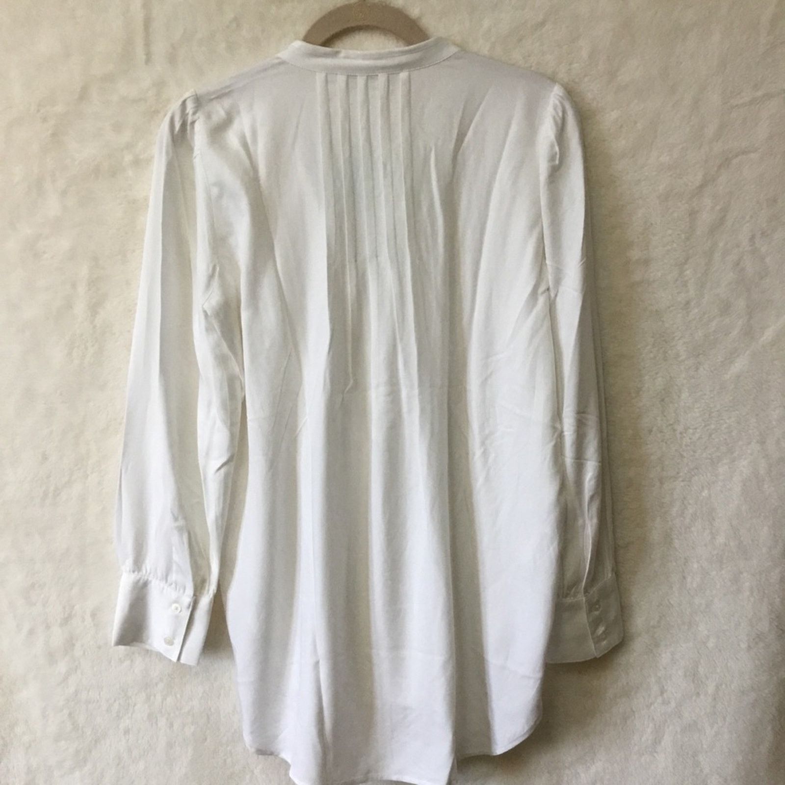 Loft Loft White Split Neck Tunic Blouse with Pintuck Details Size S / US 4 / IT 40 - 8 Thumbnail