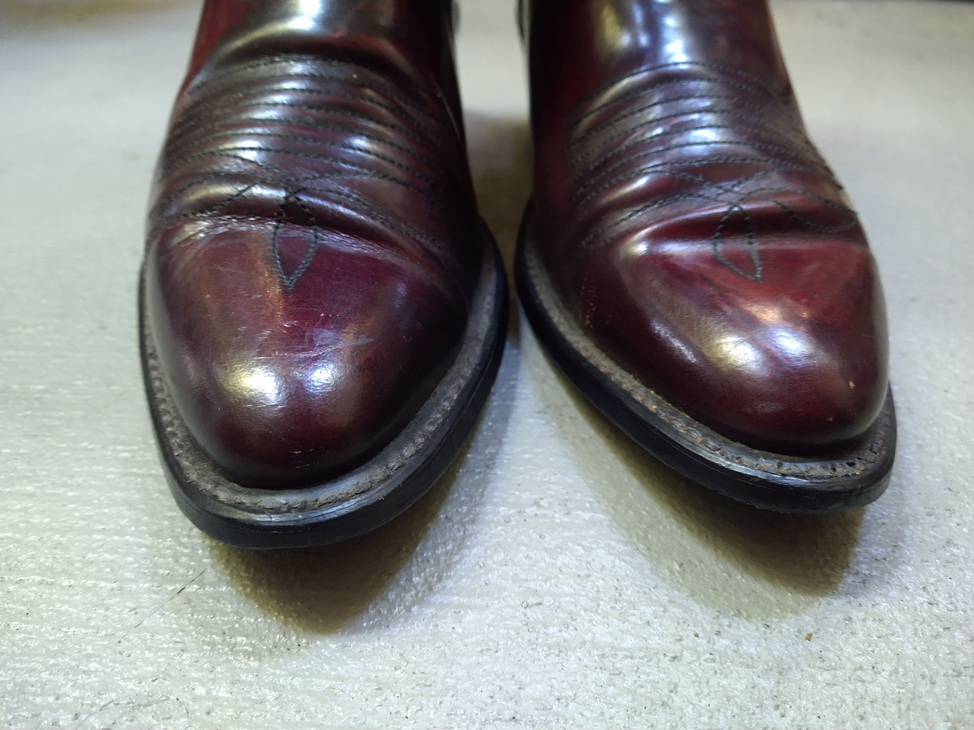Genuine Leather Vintage Cowboy Boots Size 7 D Burgundy Red Leather Botas Size US 7 / EU 40 - 2 Thumbnail