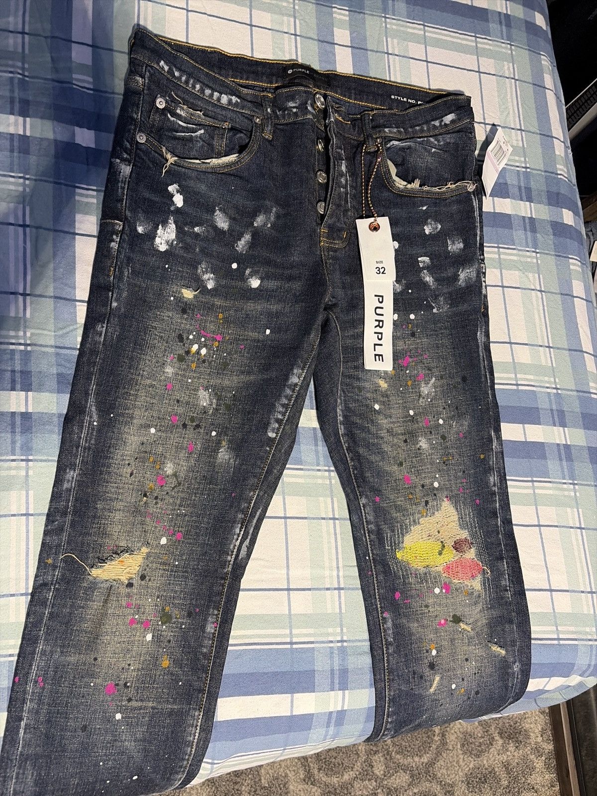 Purple Brand Multi Colored Distressed Jeans