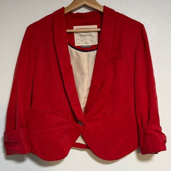 Other Cartonnier Red Velvet Blazer Women’s Size 2 Size XS / US 0-2 / IT 36-38 - 2 Thumbnail