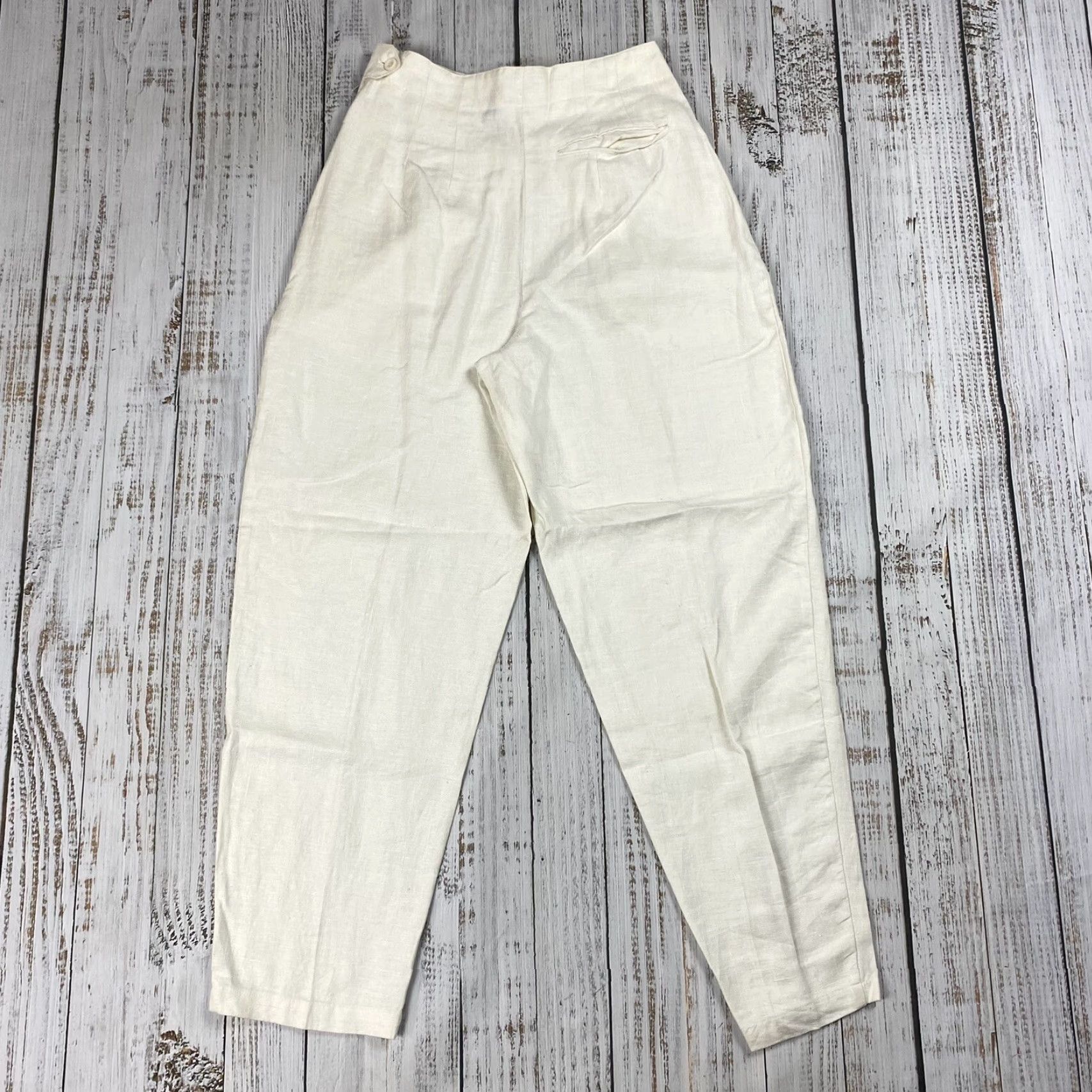 Gap VINTAGE Gap 80s 90s High Rise Pleated Linen Pants 7/8 Ivory Women's Rare Size 28" / US 6 / IT 42 - 7 Thumbnail