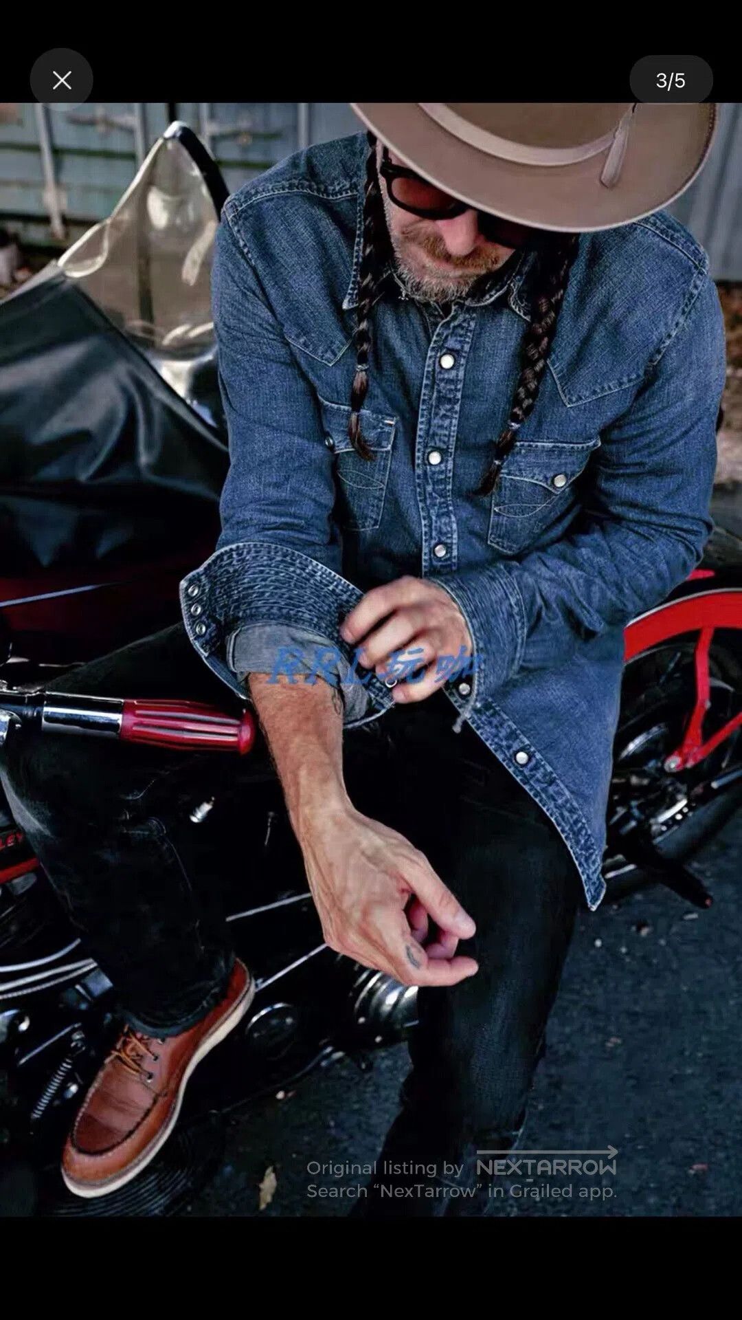RRL Ralph Lauren RRL Denim Western Long Sleeve Shirt. Size US M / EU 48-50 / 2 - 1 Thumbnail