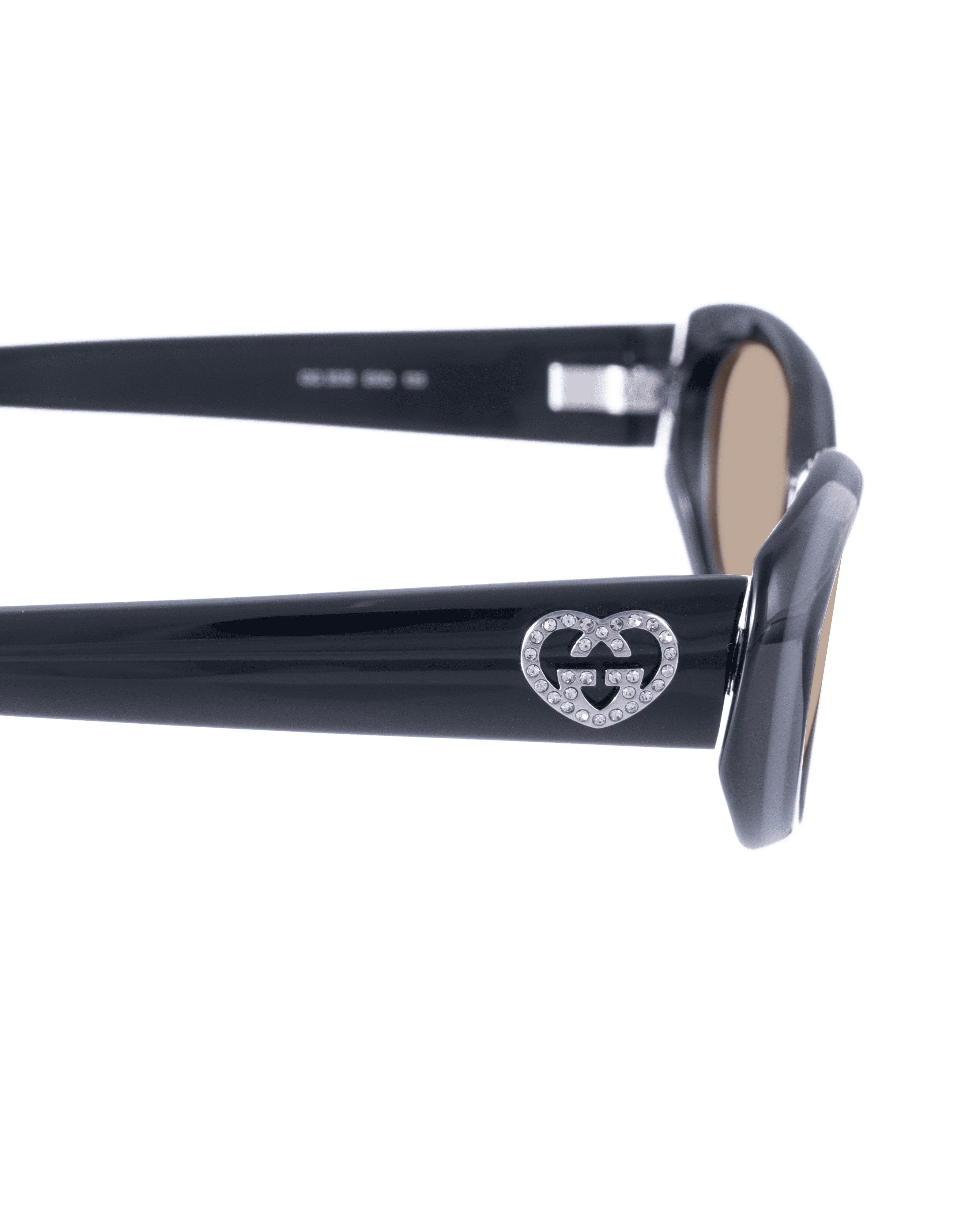 Gucci Gucci 00s Black & Grey Cat Eye Sunglasses with Crystal Heart Size ONE SIZE - 3 Thumbnail