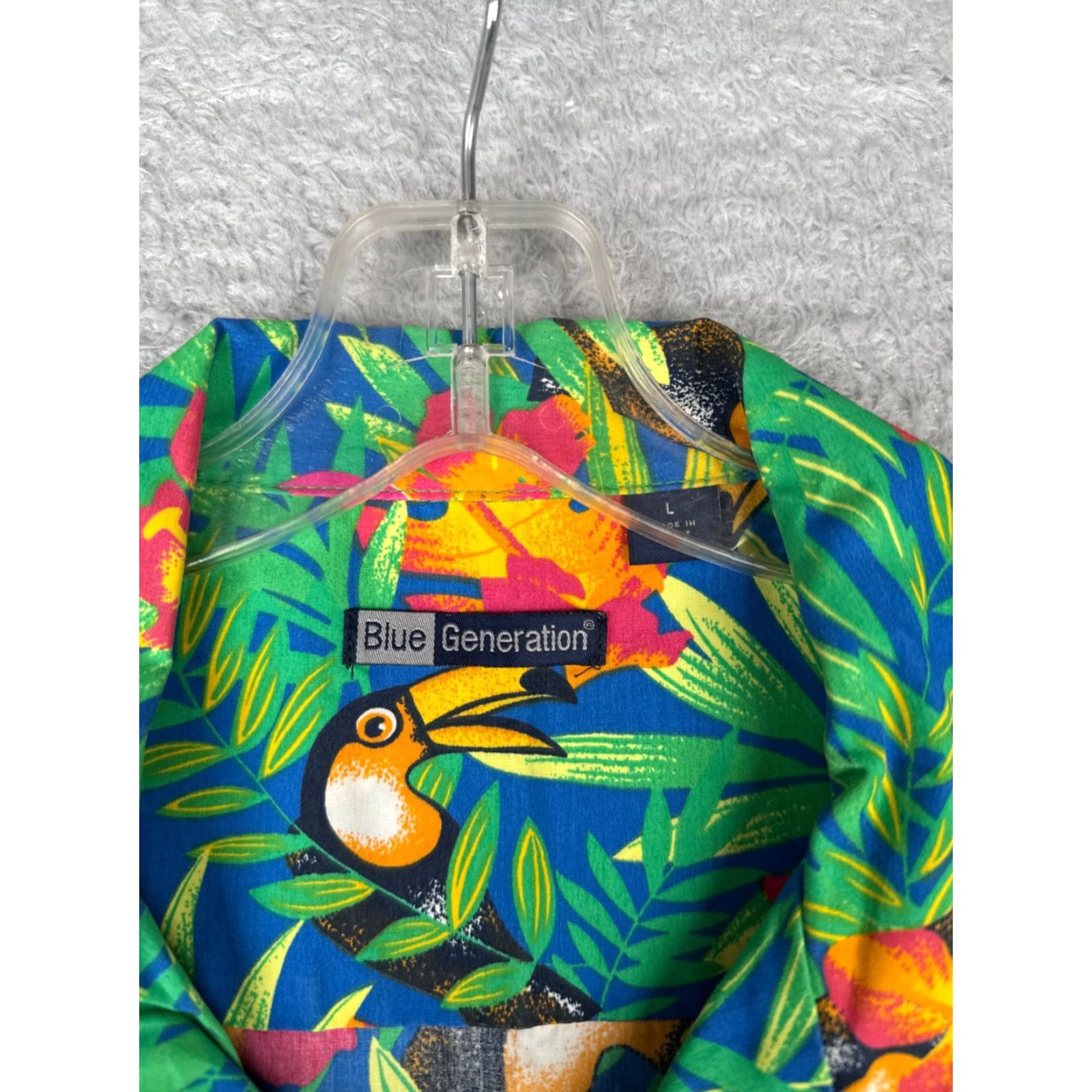 Vintage Blue Generation Button-Up Shirt Men Large Blue Floral Tucan Cotton Blend Size US L / EU 52-54 / 3 - 7 Thumbnail