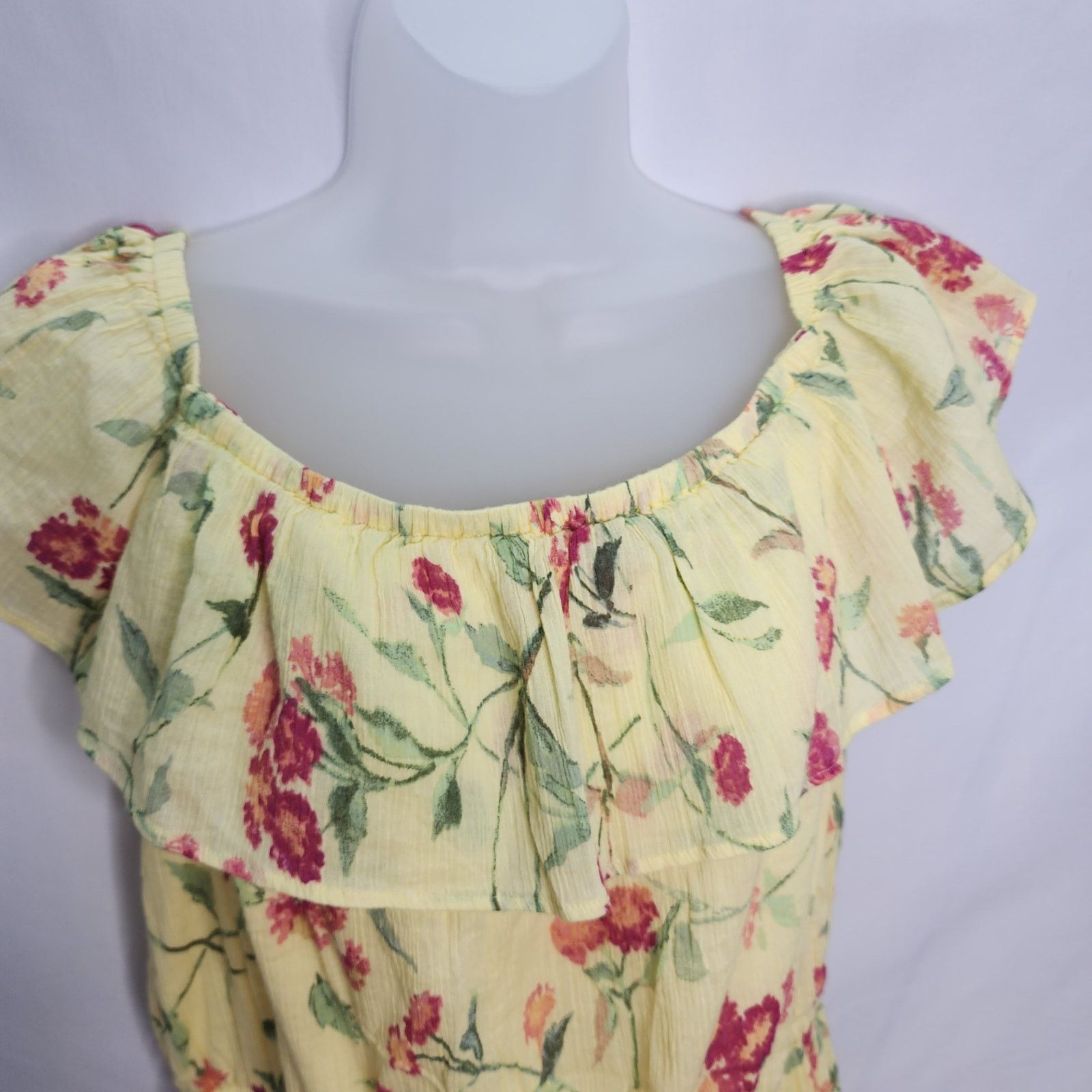 Ralph Lauren Ralph Lauren Yellow Floral Fit & Flare Off Shoulder Dress Size XL / US 12-14 / IT 48-50 - 4 Thumbnail