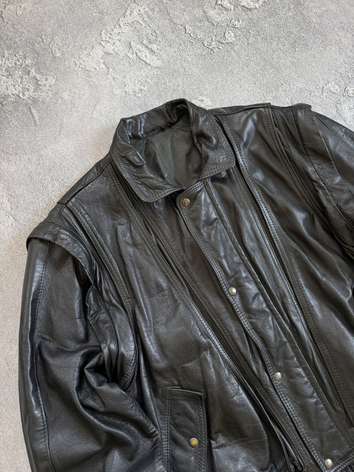 Vintage Leather L aviator bomber pilot jacket transformer vest coat Size US L / EU 52-54 / 3 - 2 Thumbnail