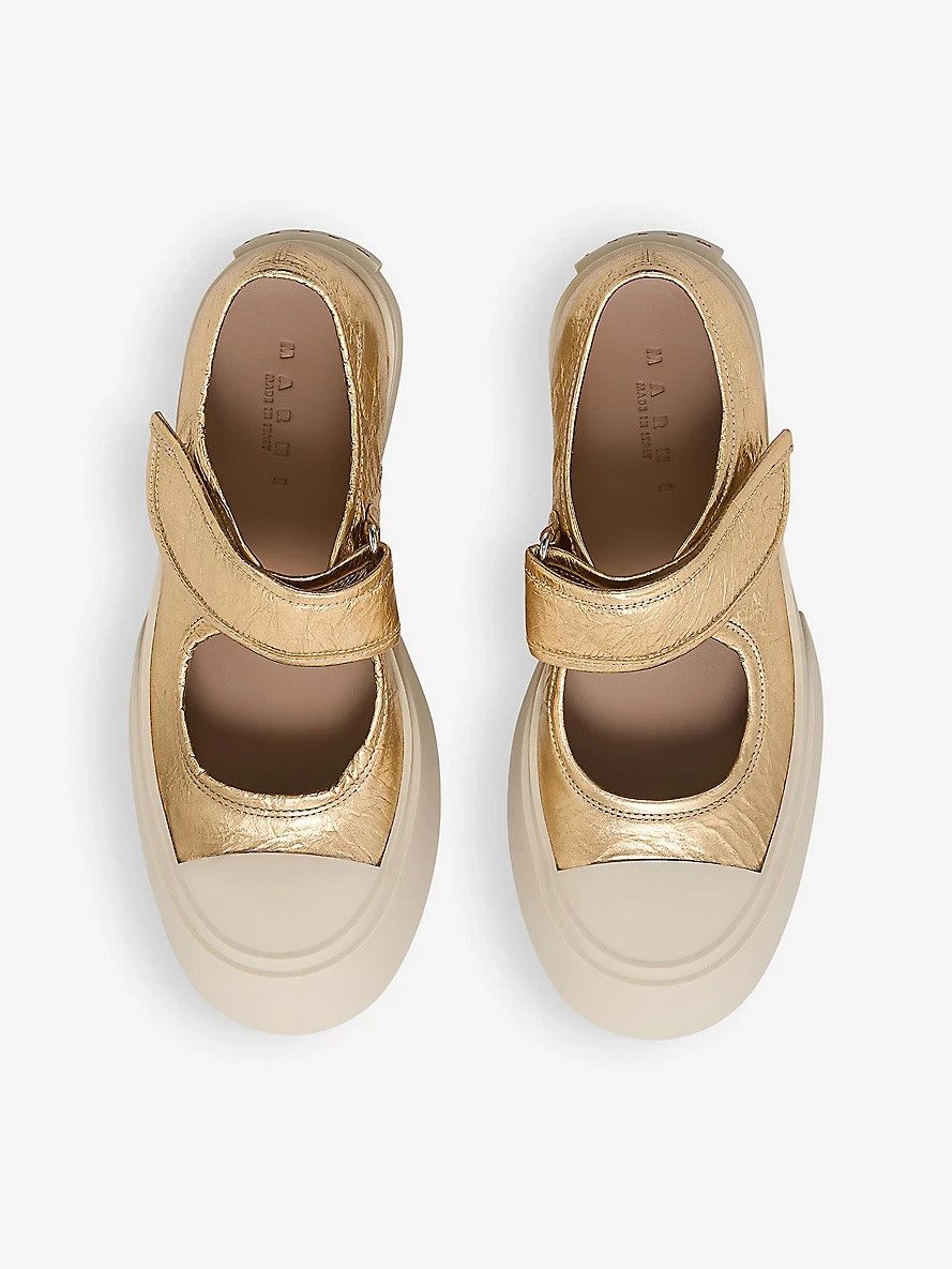 Marni oc11z0525 Mary Jane Leather Shoes in Golden Size US 10 / IT 40 - 3 Thumbnail