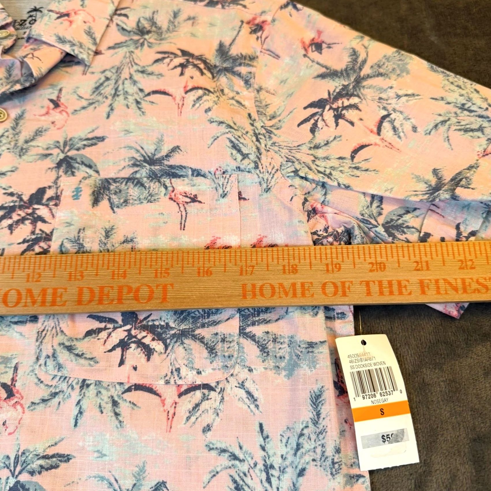 Izod VINTAGE IZOD Saltwater Button-Down Shirt Pink Flamingo Palm Tree Print Mens S NWT Size US S / EU 44-46 / 1 - 7 Thumbnail