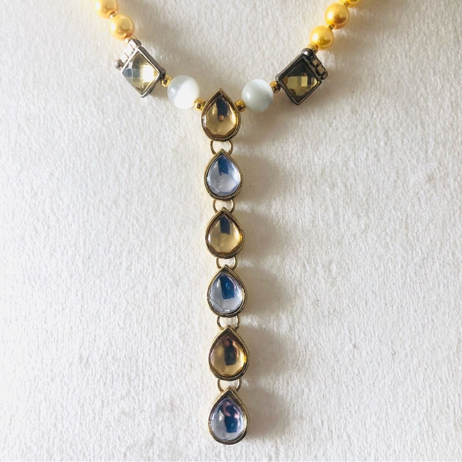 Handmade Handcrafted repurpose stay gold cascade Pearl necklace Size ONE SIZE - 8 Thumbnail