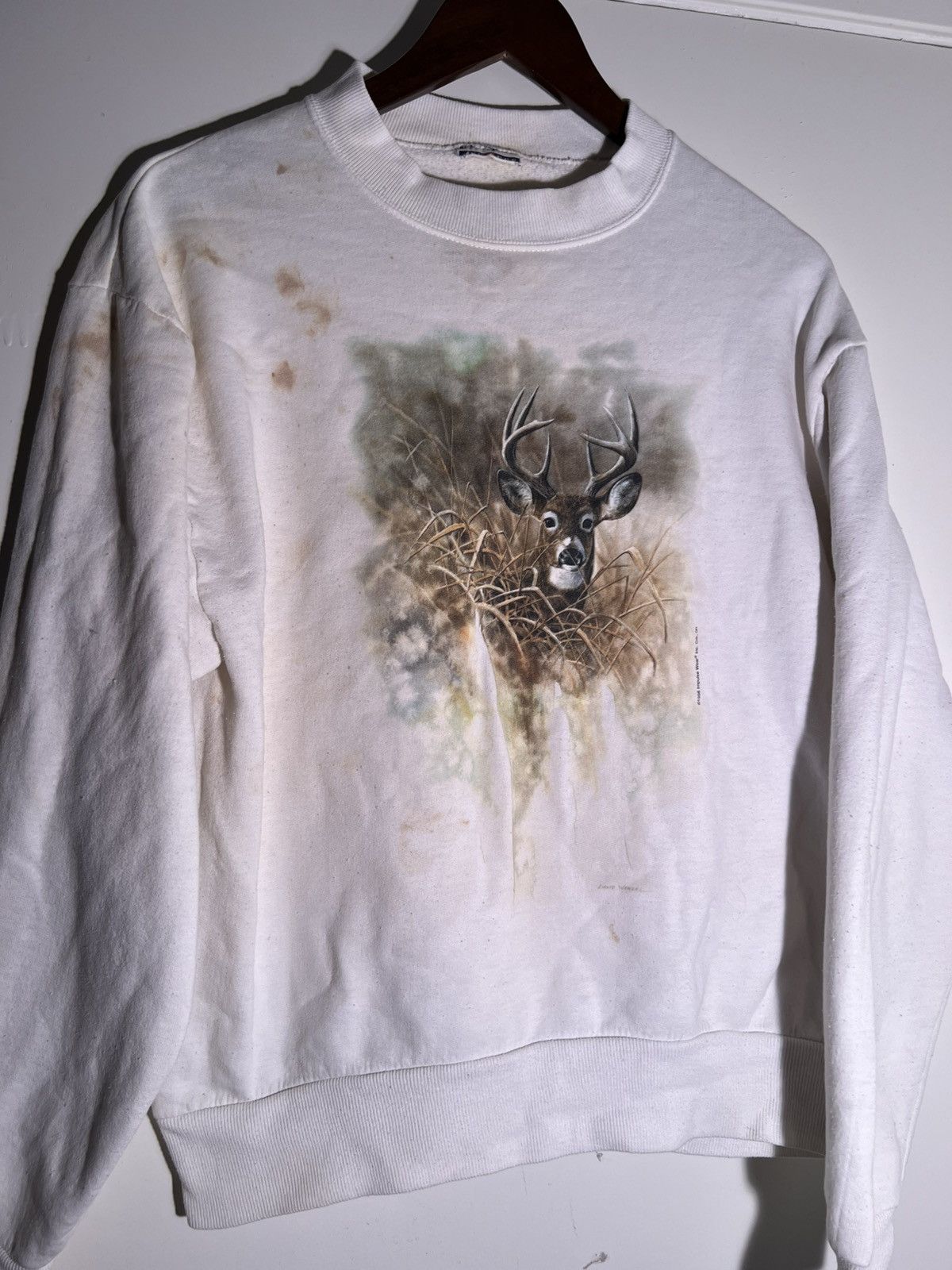 Vintage 90's VTG Vintage Deer Painting Art Retro Nature Sweatshirt Size US M / EU 48-50 / 2 - 3 Thumbnail