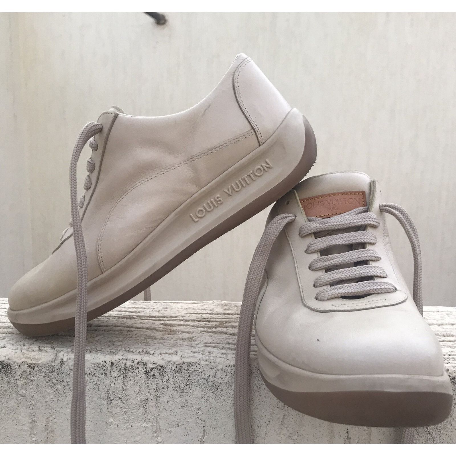 Louis Vuitton VINTAGE Louis Vuitton Sneakers Leather Toe women Beige Size US 7.5 / IT 37.5 - 1 Thumbnail
