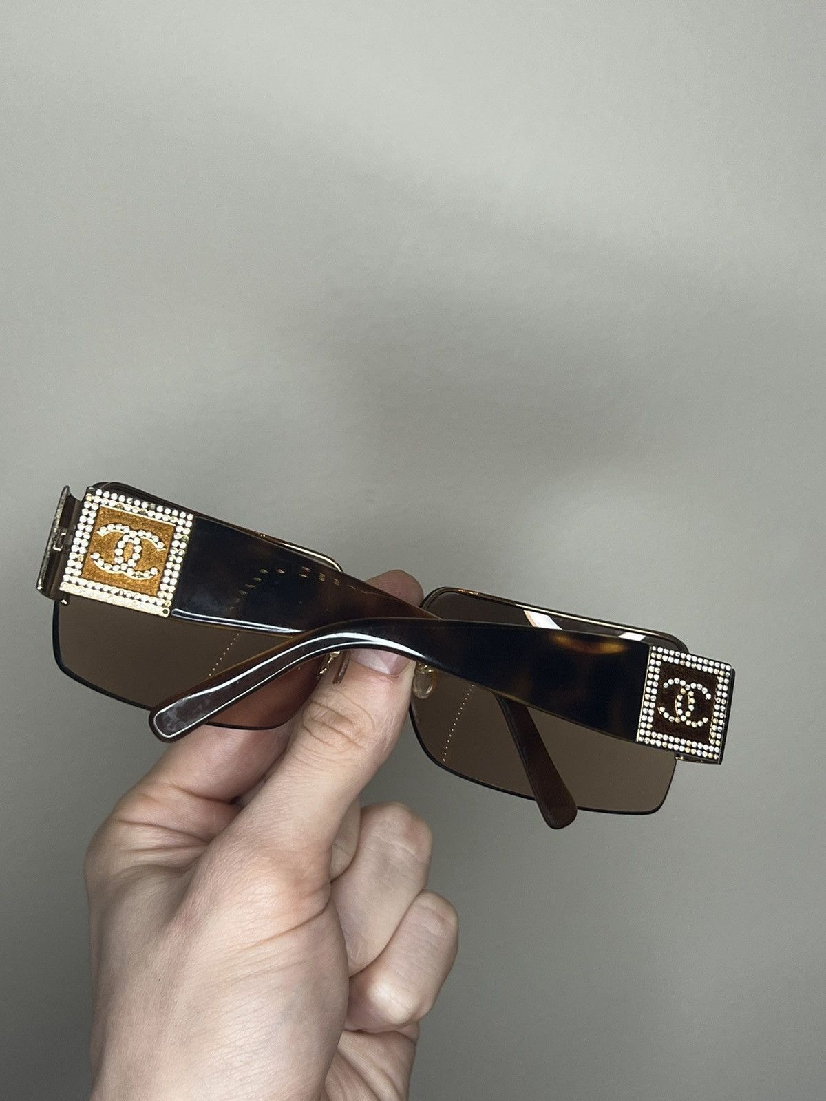 image of Chanel Rhinestones Chita Vintage Sunglasses in Brown, Women's