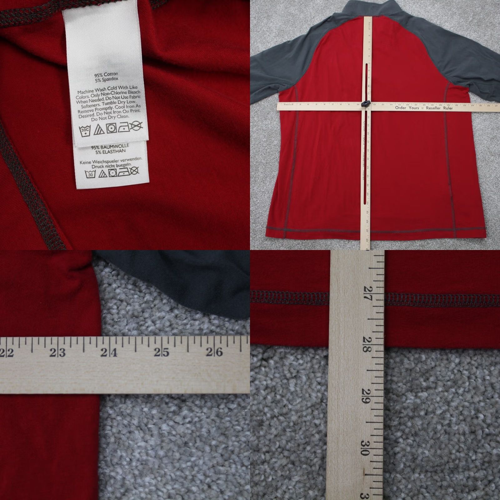 Eddie Bauer Eddie Bauer Sweatshirt Mens XL 1/4 Zip Red/Gray Fleece Pullover Long Sleeve Mock Neck 95% Cotton 5% Spandex Size US XL / EU 56 / 4 - 8 Thumbnail