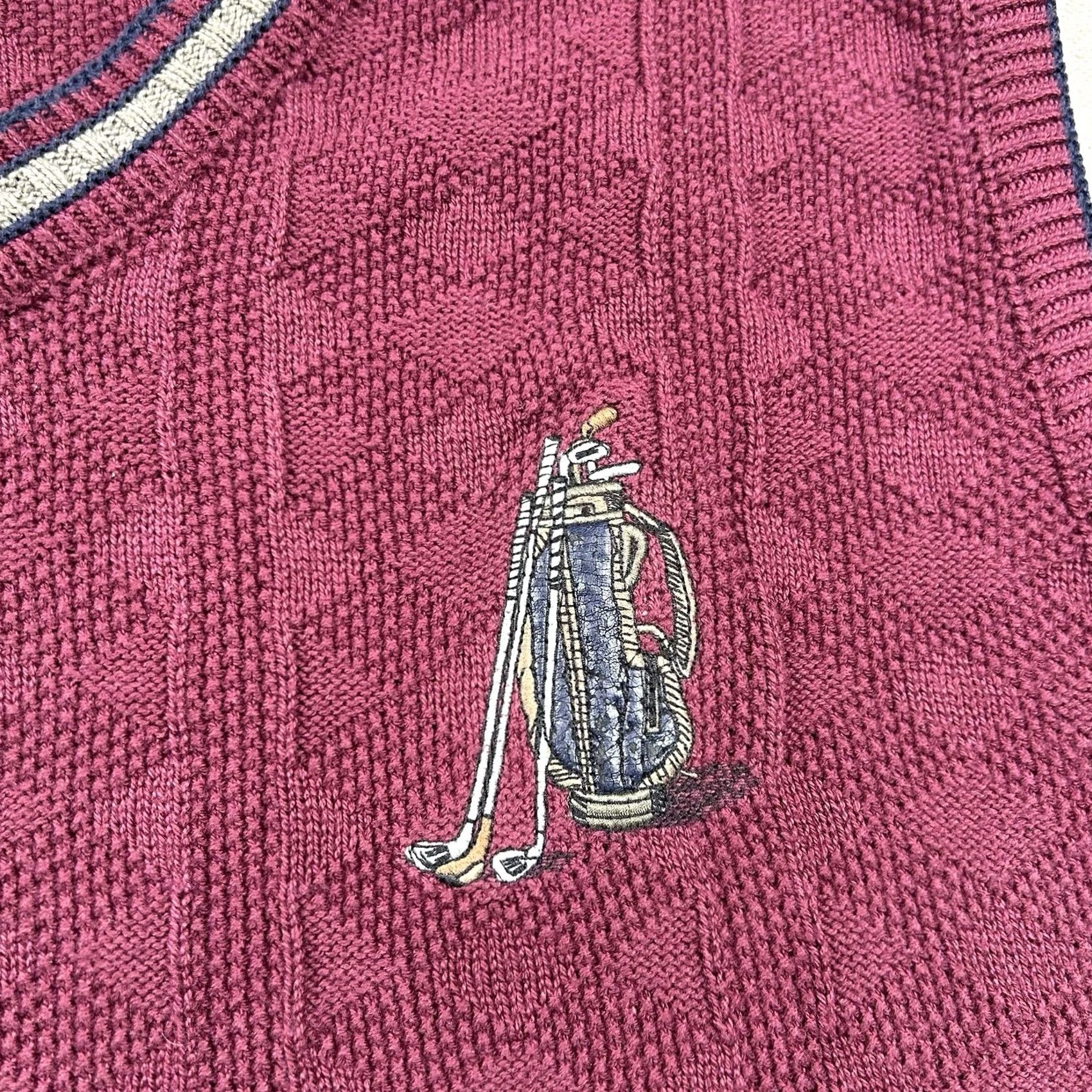 Vintage VINTAGE Cypress Links Sweater Mens L Golf Wear Vest Embroidered Maroon Textured Size US L / EU 52-54 / 3 - 3 Thumbnail
