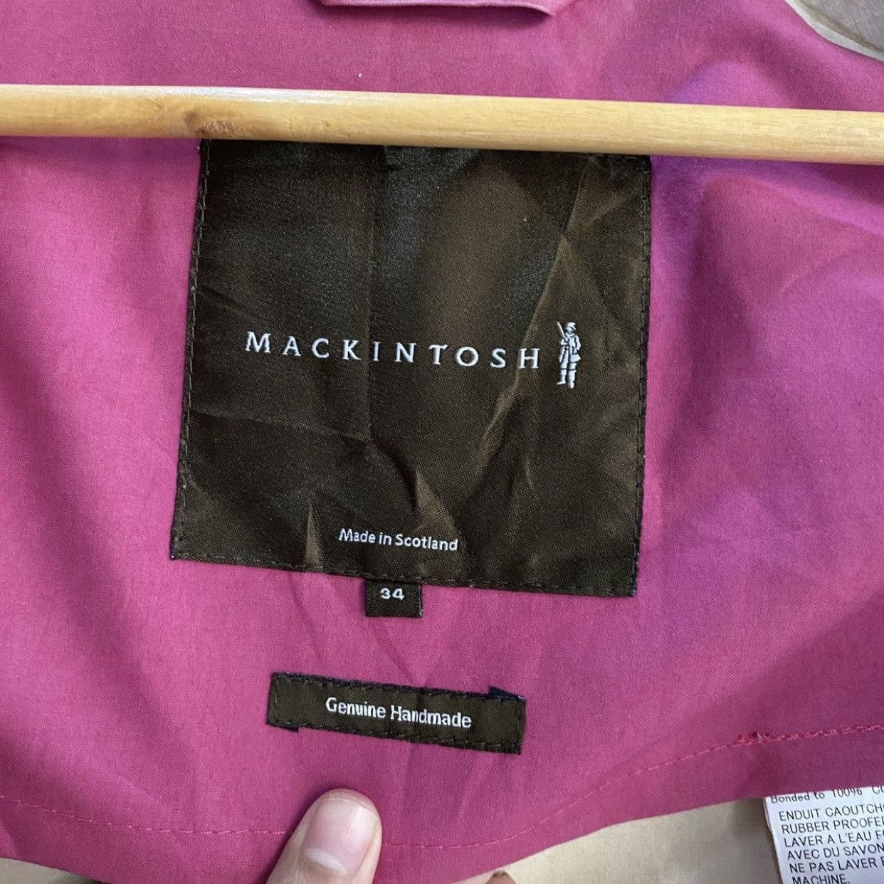 Mackintosh Archival Mackintosh Genuine Handmade Pink Cotton Rain Coat Size XXS / US 00 / IT 34 - 12 Thumbnail