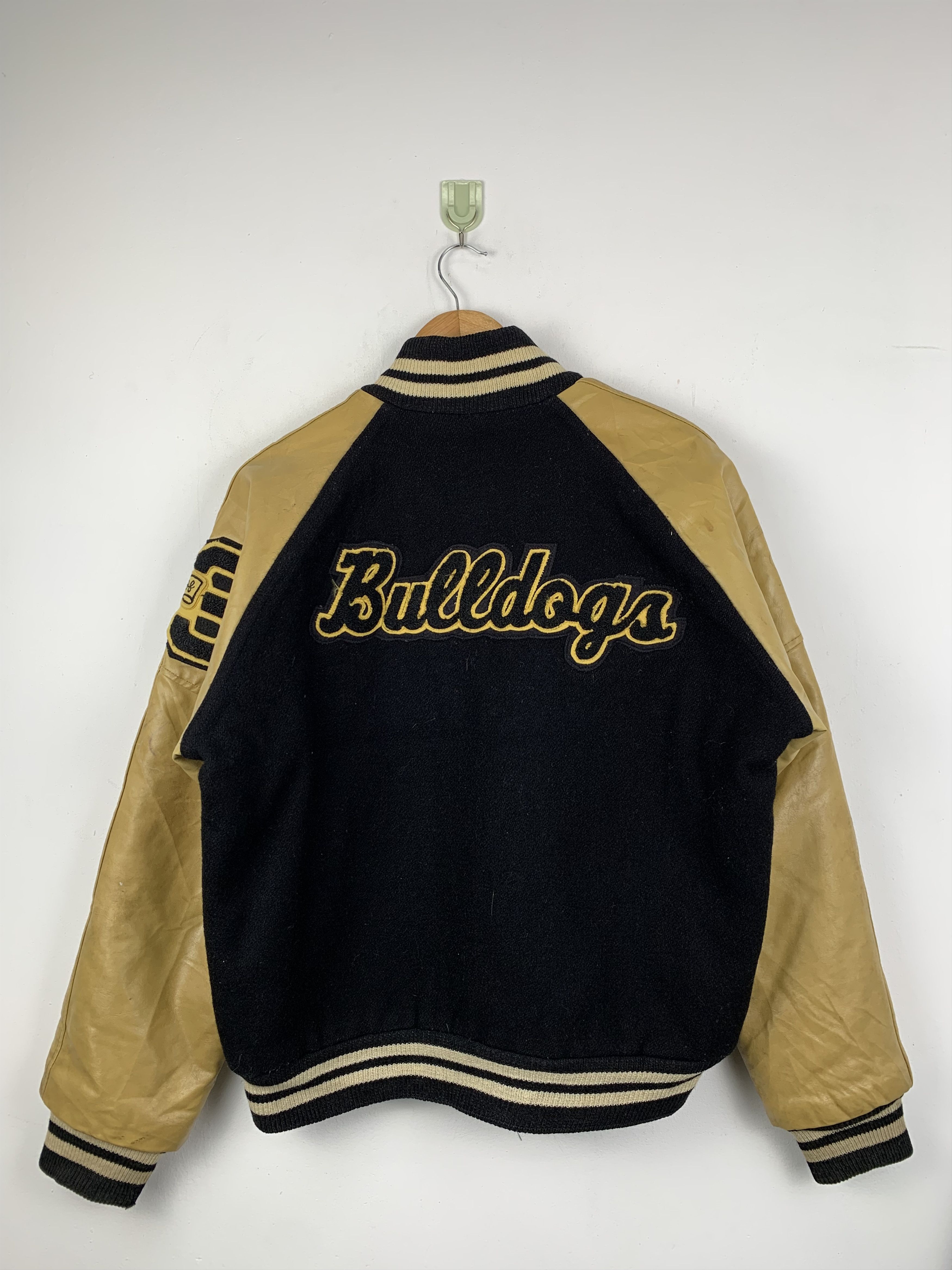 NEFF Vintage 80s Neff Buldogs Sleeve Leather Varsity Jacket V0533 Size US M / EU 48-50 / 2 - 1 Thumbnail