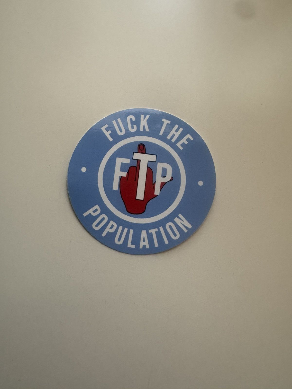 Fuck The Population FTP Middle Finger Badge Logo Sticker Size ONE SIZE - 2 Thumbnail