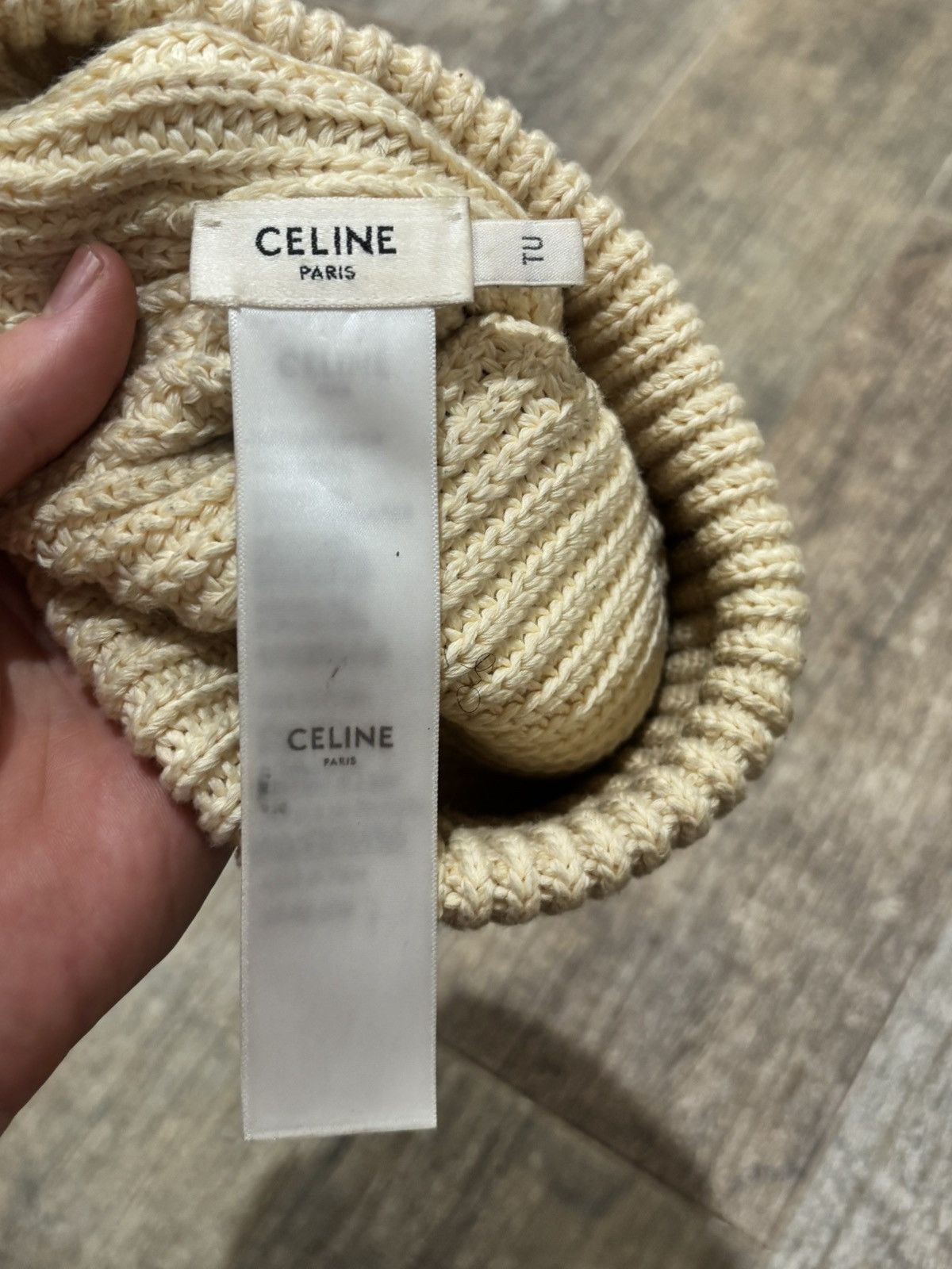 Celine Cream Logo Knit Beanie Size ONE SIZE - 3 Thumbnail