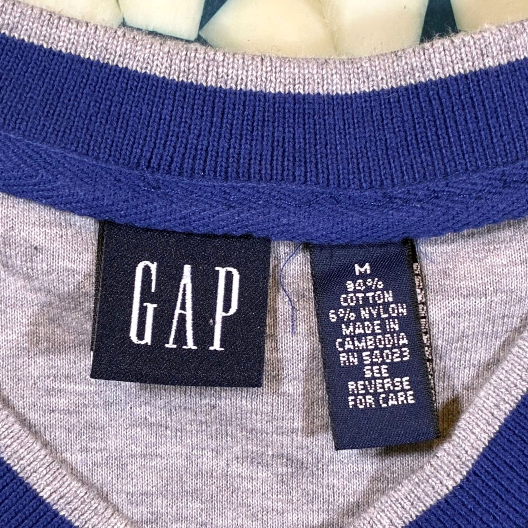 Gap Gap Vintage Y2K Royal Blue V Neck Long Sleeve Sweatshirt Top Mens M Size US M / EU 48-50 / 2 - 5 Thumbnail