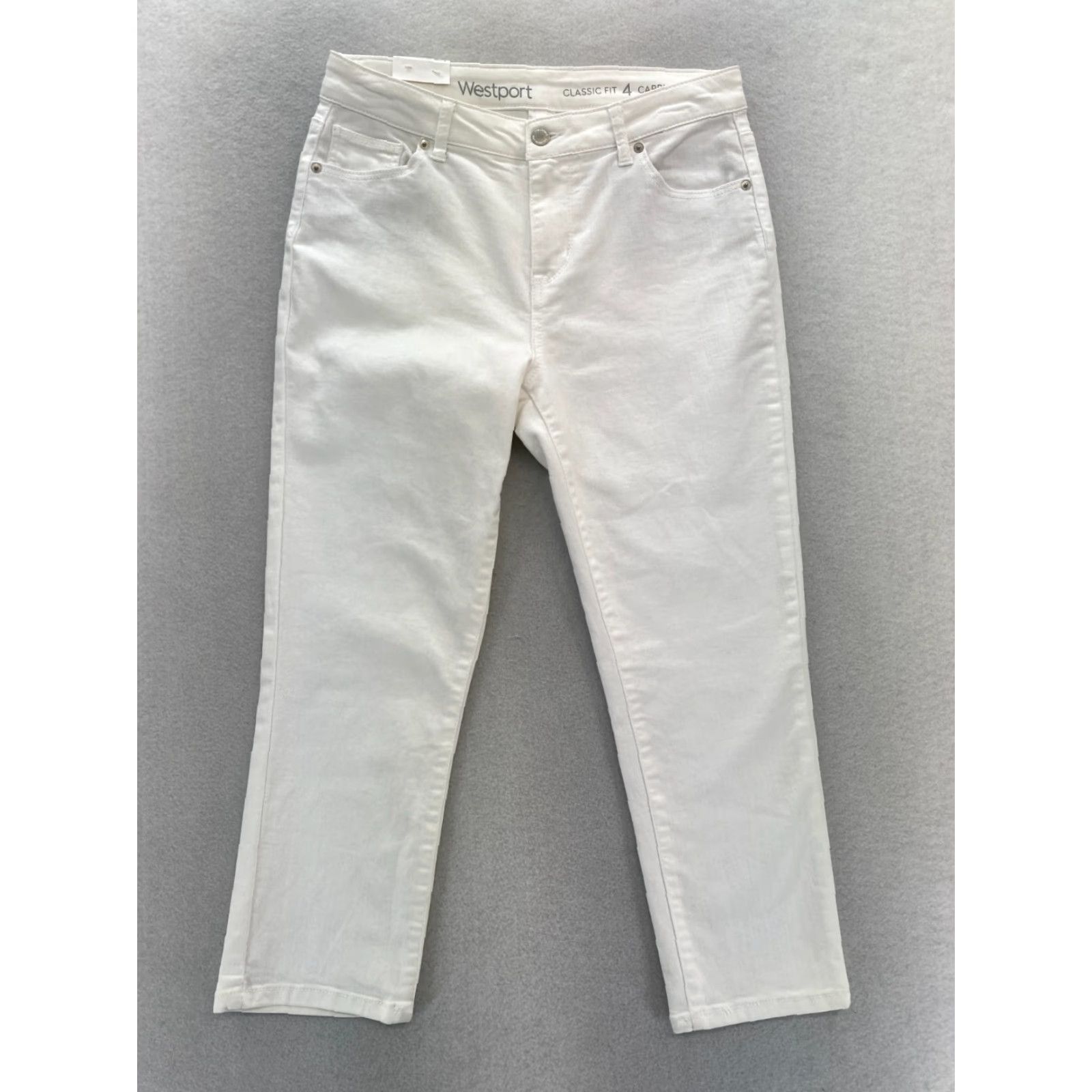Vintage Westport Capri Jeans Women's 4 Classic Fit White Stretch Denim High Rise Casual Size 28" / US 6 / IT 42 - 2 Thumbnail