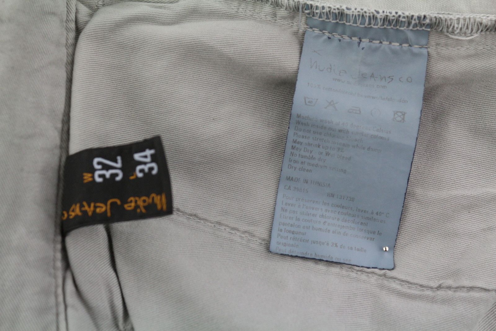 Nudie Jeans KHAKI REGULAR W32/L34 Grey Moon Dust Chino Trousers 86106 Size US 32 / EU 48 - 7 Thumbnail