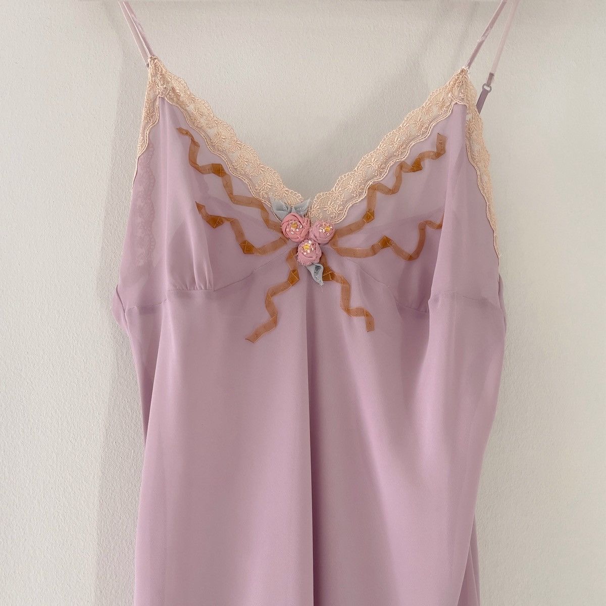 Vintage Romantic Dusty Purple Chiffon Semi-Sheer Mini Dress (Large) Size L / US 10 / IT 46 - 14 Thumbnail