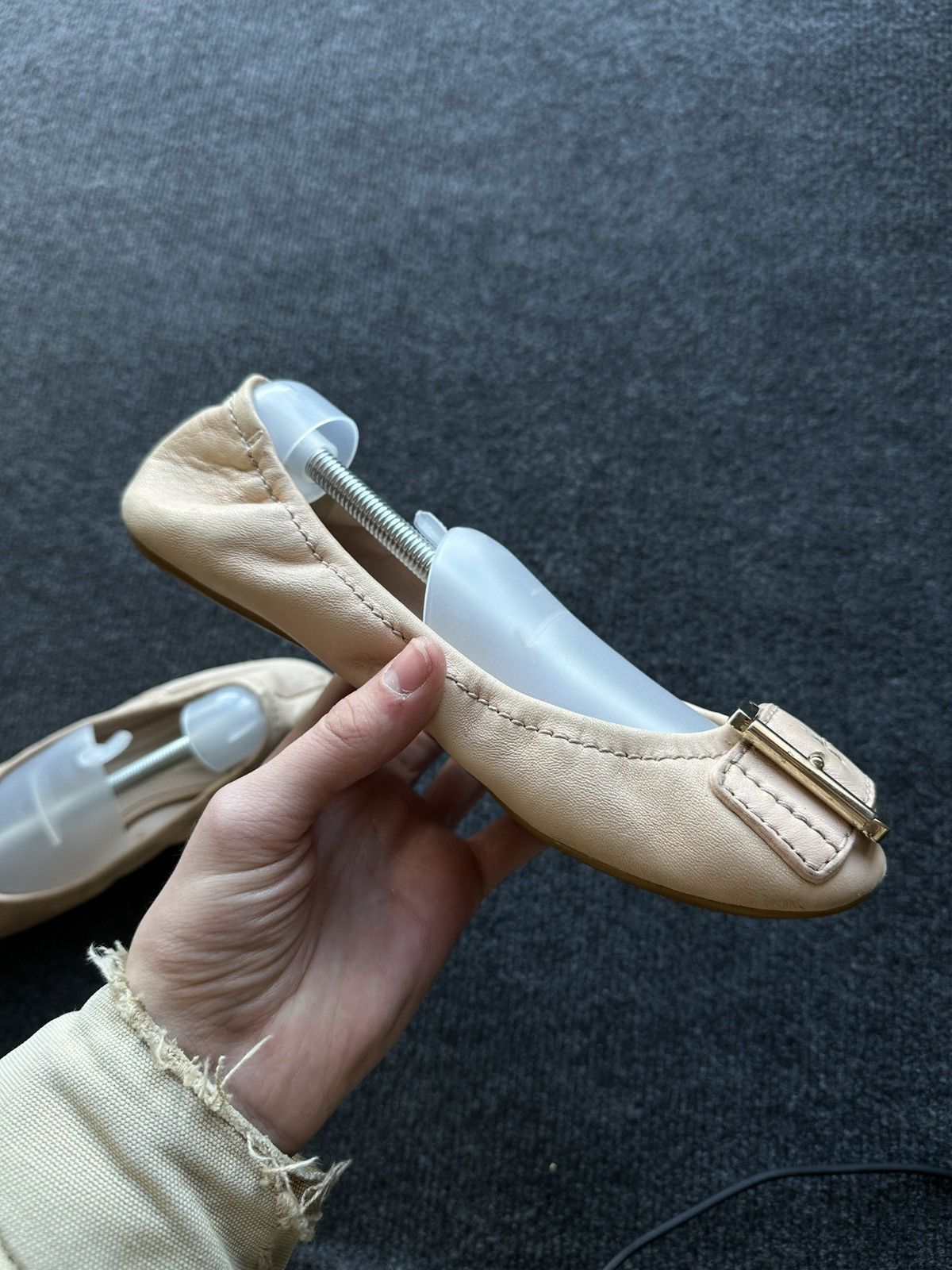Dior GRAIL🚨 DIOR CHRISTIAN BEIGE Leather Ballet Flats luxury Size US 6.5 / IT 36.5 - 10 Thumbnail