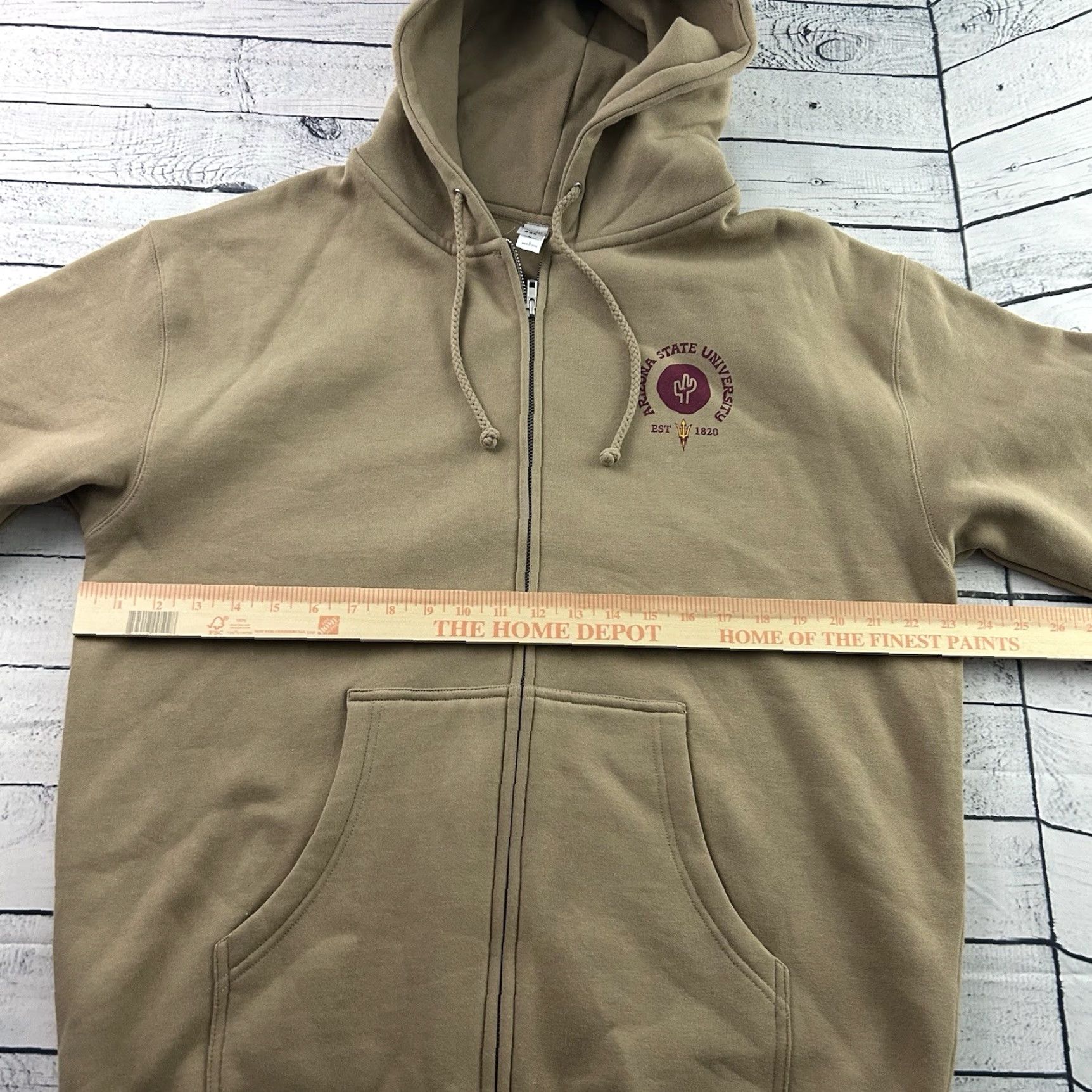 Vintage VINTAGE USCAPE Arizona State University Full Zip Hoodie Sweatshirt Men L Tan University 90s Mens Size US L / EU 52-54 / 3 - 6 Thumbnail