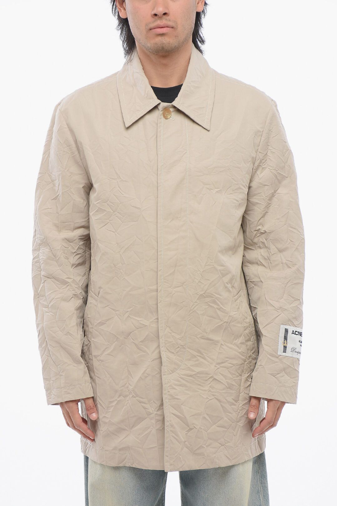 Acne Studios og1mm0325 Wrinkled Effect Unlined Coat in Beige Size US M / EU 48-50 / 2 - 1 Thumbnail