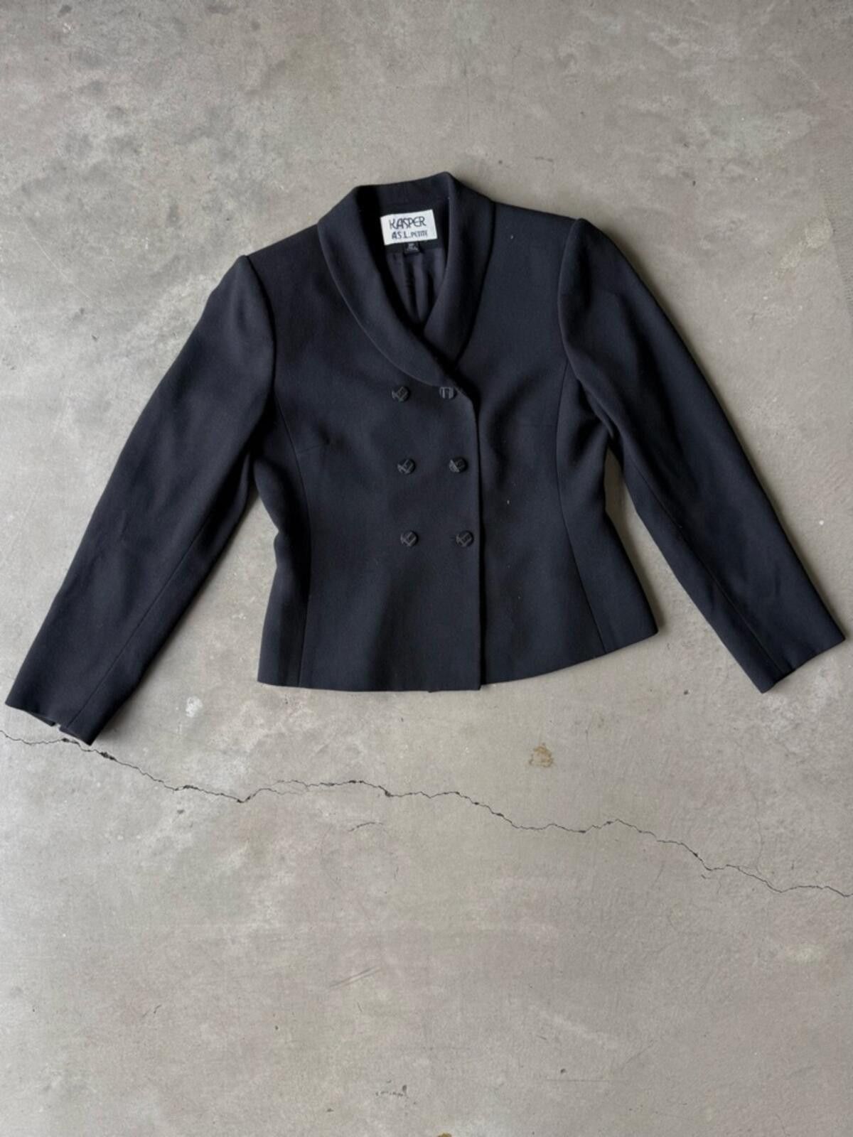 Other Kasper / Petite Cropped Vintage Blazer / Black Size XS / US 0-2 / IT 36-38 - 7 Thumbnail