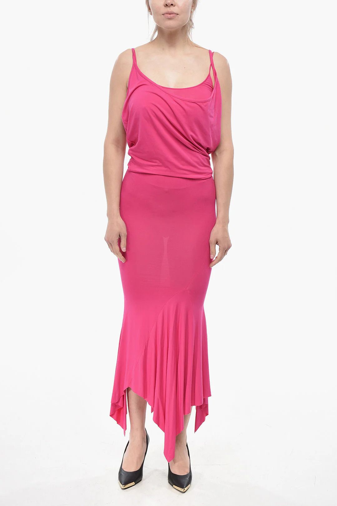 The Attico og1mm0426 Double-Fabric Jersey Slip Dress in Pink Size XS / US 0-2 / IT 36-38 - 1 Thumbnail