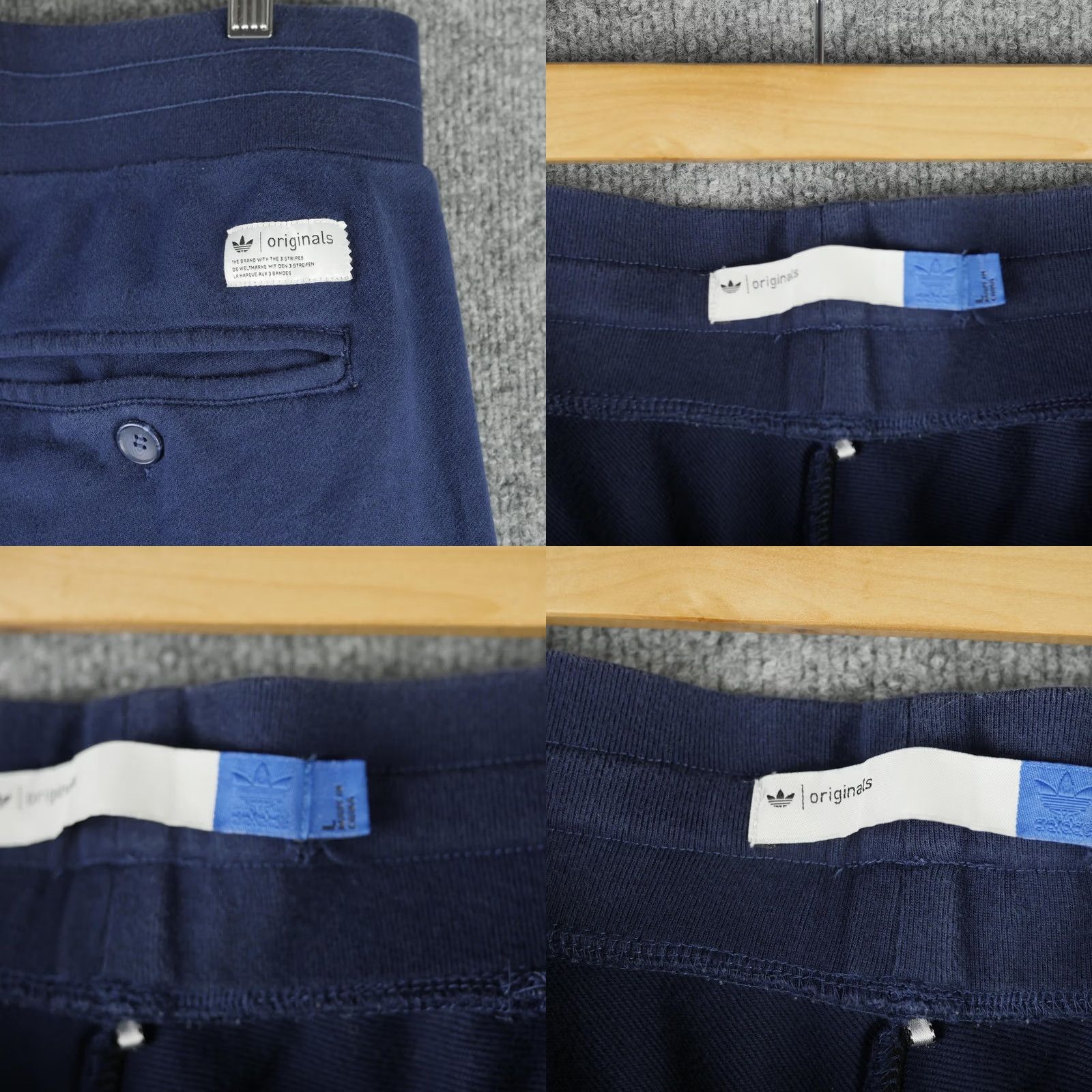 Adidas Adidas Originals Pants Mens Large Blue Fleece Joggers Sweatpants Zip Pockets Size US 33 - 8 Thumbnail