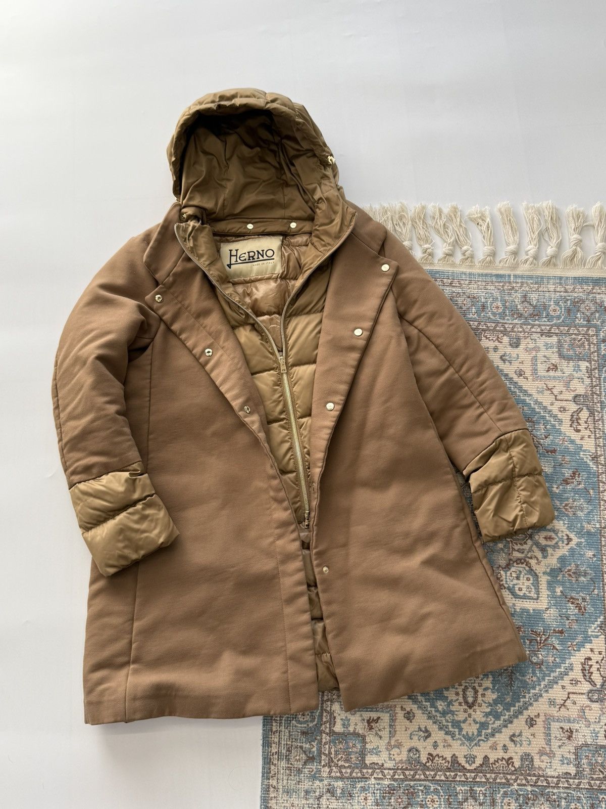 Herno Herno Brown Tan Detachable Collar Puffer Coat Jacket Wool Size M / US 6-8 / IT 42-44 - 1 Thumbnail