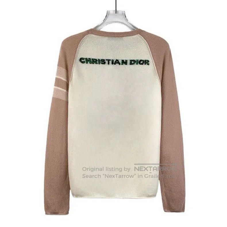 Dior Dior Colour-blocked dinosaur embroidery cashmere round-nec Size XS / US 0-2 / IT 36-38 - 2 Thumbnail