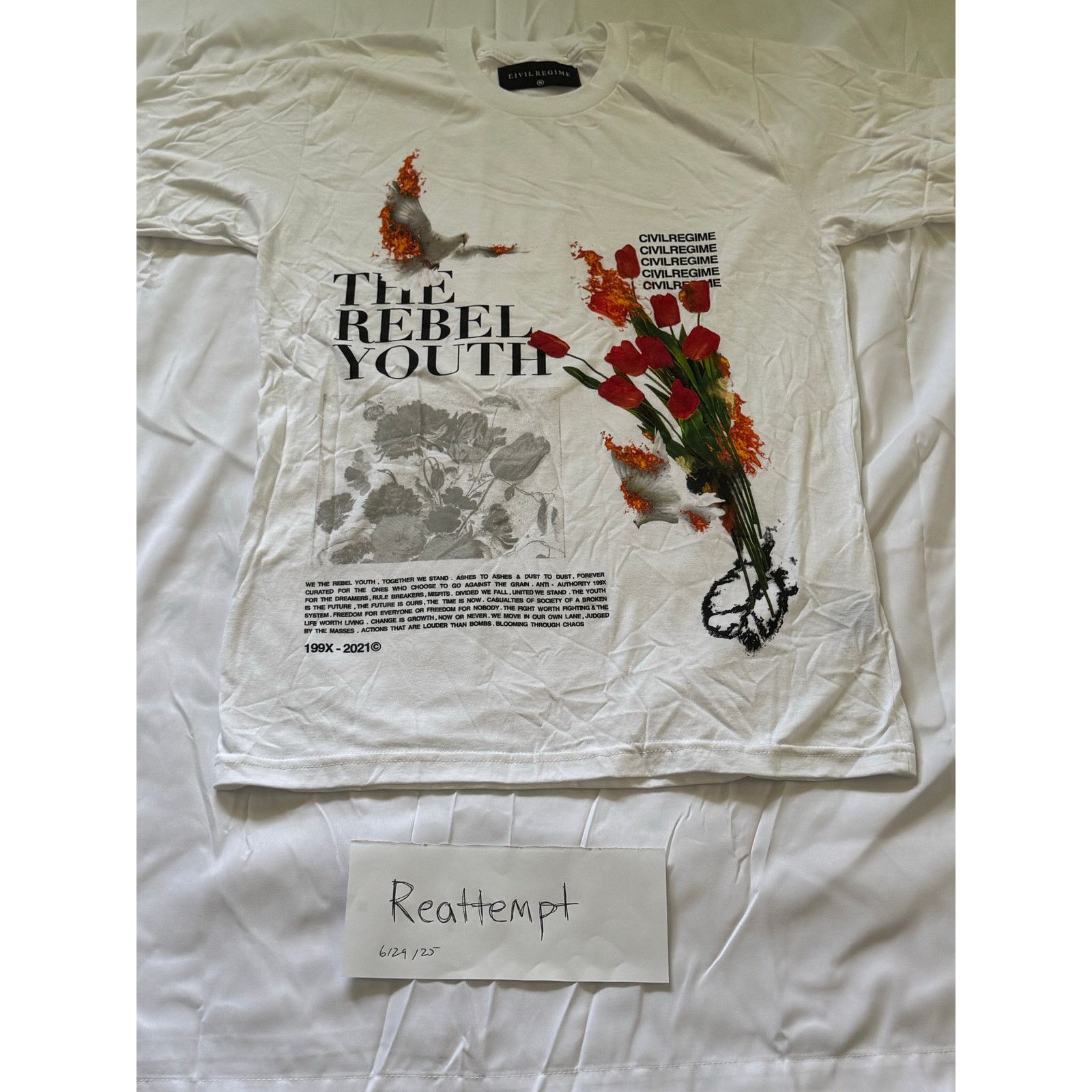 Civil Regime Civil Regime Rebel Youth RARE T-Shirt *WHITE* *SIZE M* Size US M / EU 48-50 / 2 - 2 Thumbnail