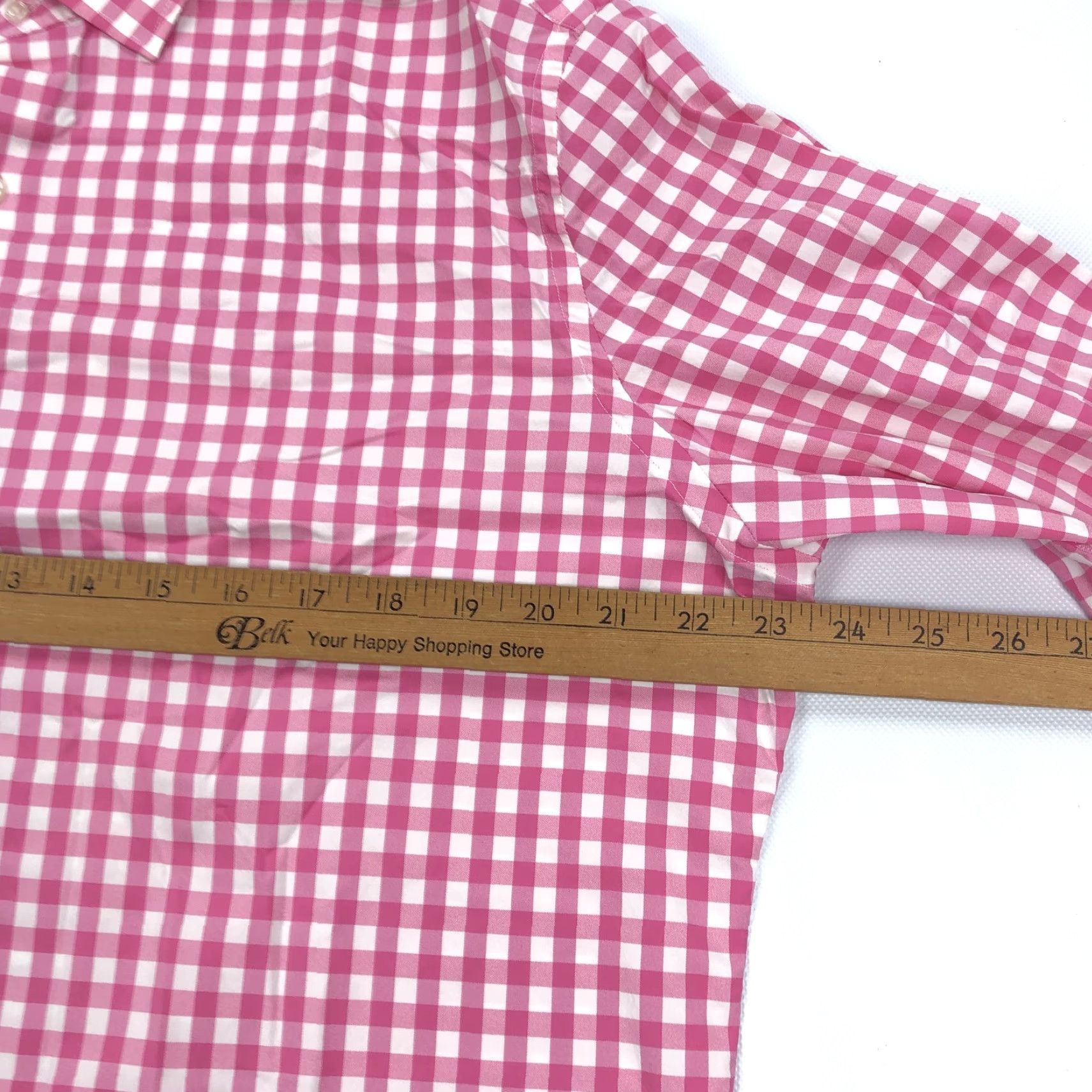 Peter Millar Peter Millar Men's L Button-Down Gingham Check Shirt Wicking Pink White Casual, Breathable, Long Sleeve, Office, Golf Mens Size US L / EU 52-54 / 3 - 6 Thumbnail