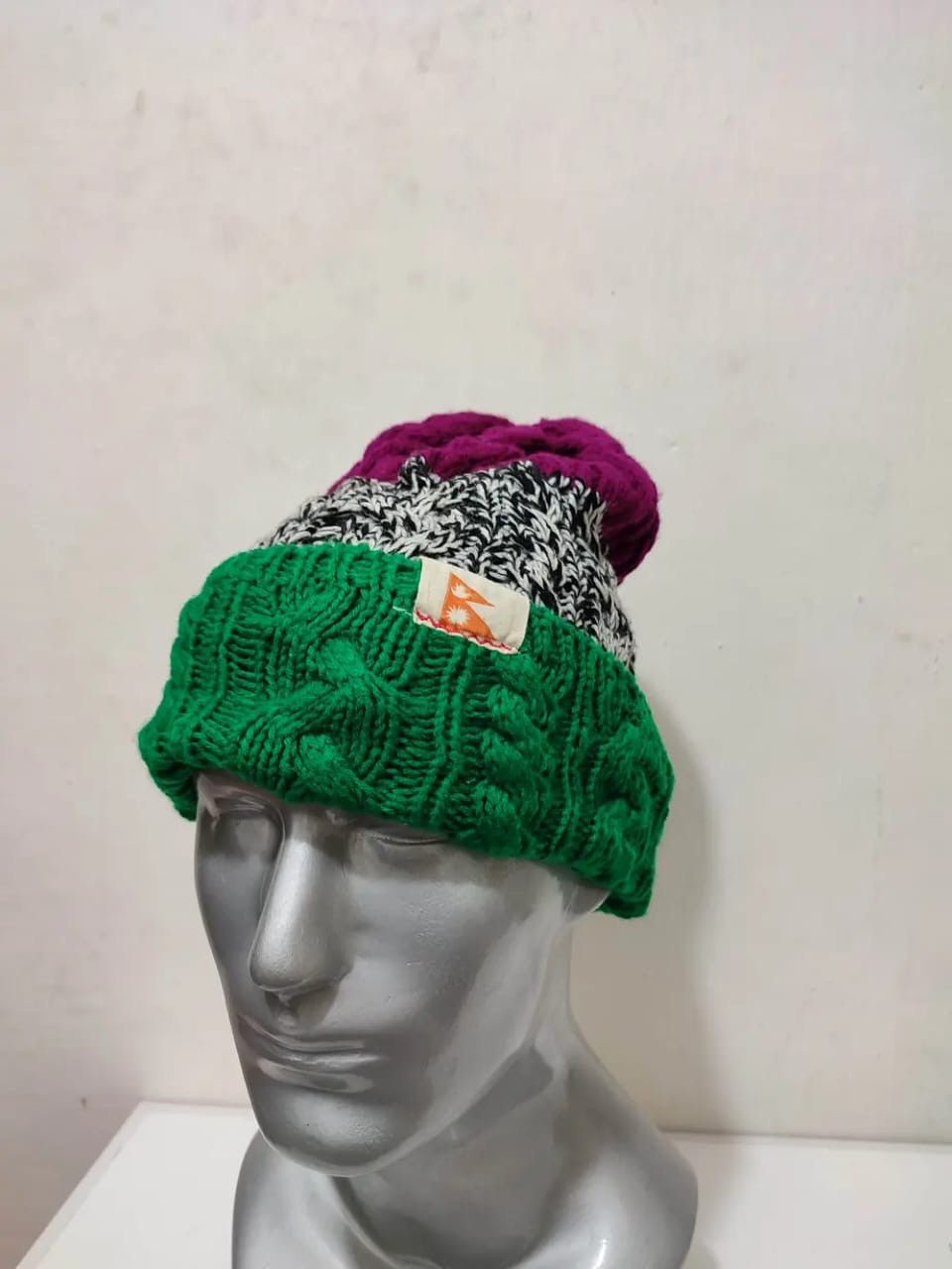 Japanese Brand Amina Nice Design 3 Tone Colour Beanie Hats Size ONE SIZE - 2 Thumbnail
