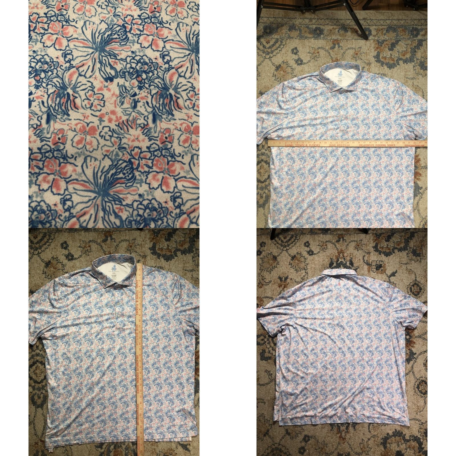 johnnie-O Johnnie-O Featherweight Golf Polo Shirt Mens Size 2XL Blue Floral Size US XXL / EU 58 / 5 - 8 Thumbnail