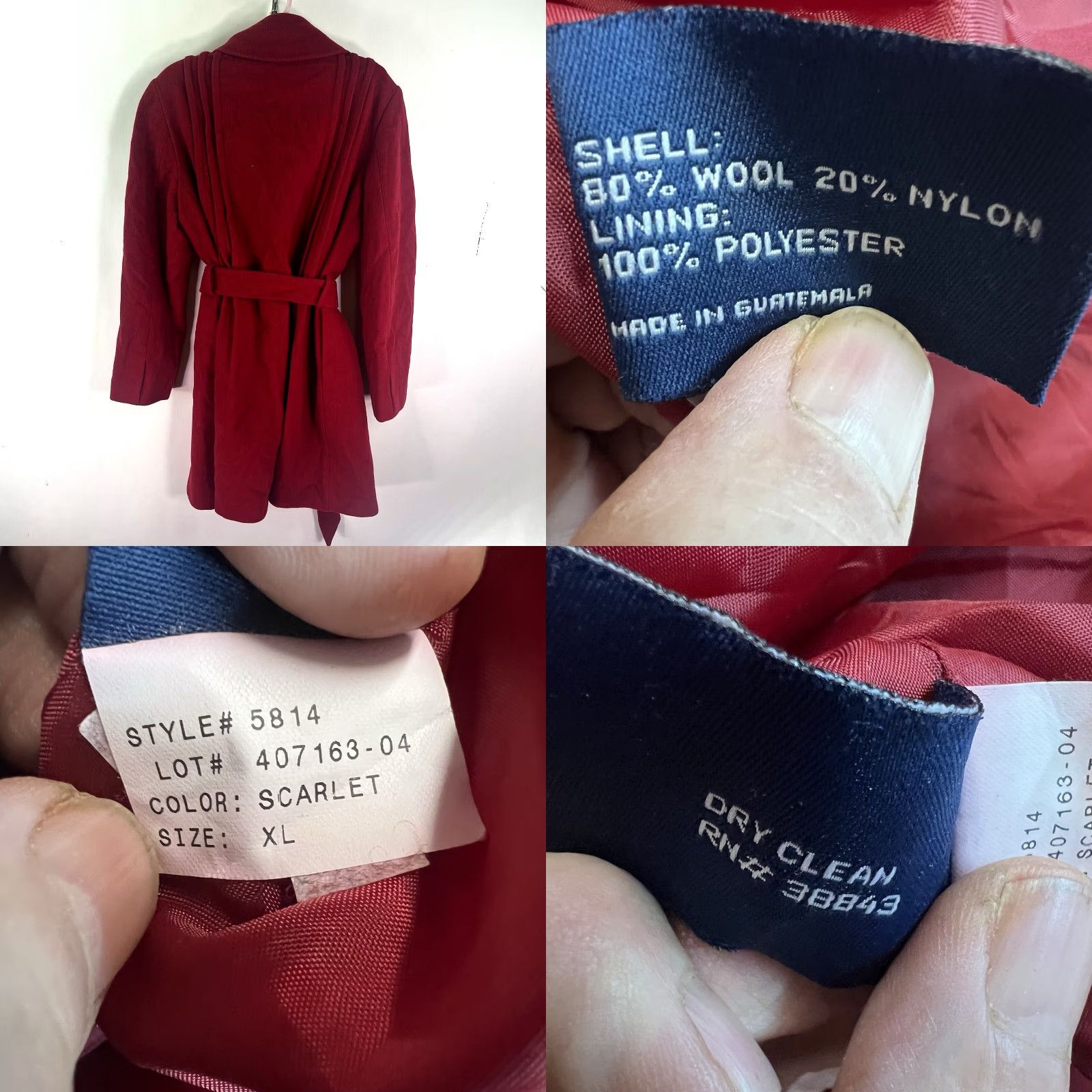 Mackintosh VINTAGE Mackintosh Wool Blend Overcoat Womens XL Long Red Fall Winter 90s Classic Leather Accents Size XL / US 12-14 / IT 48-50 - 8 Thumbnail