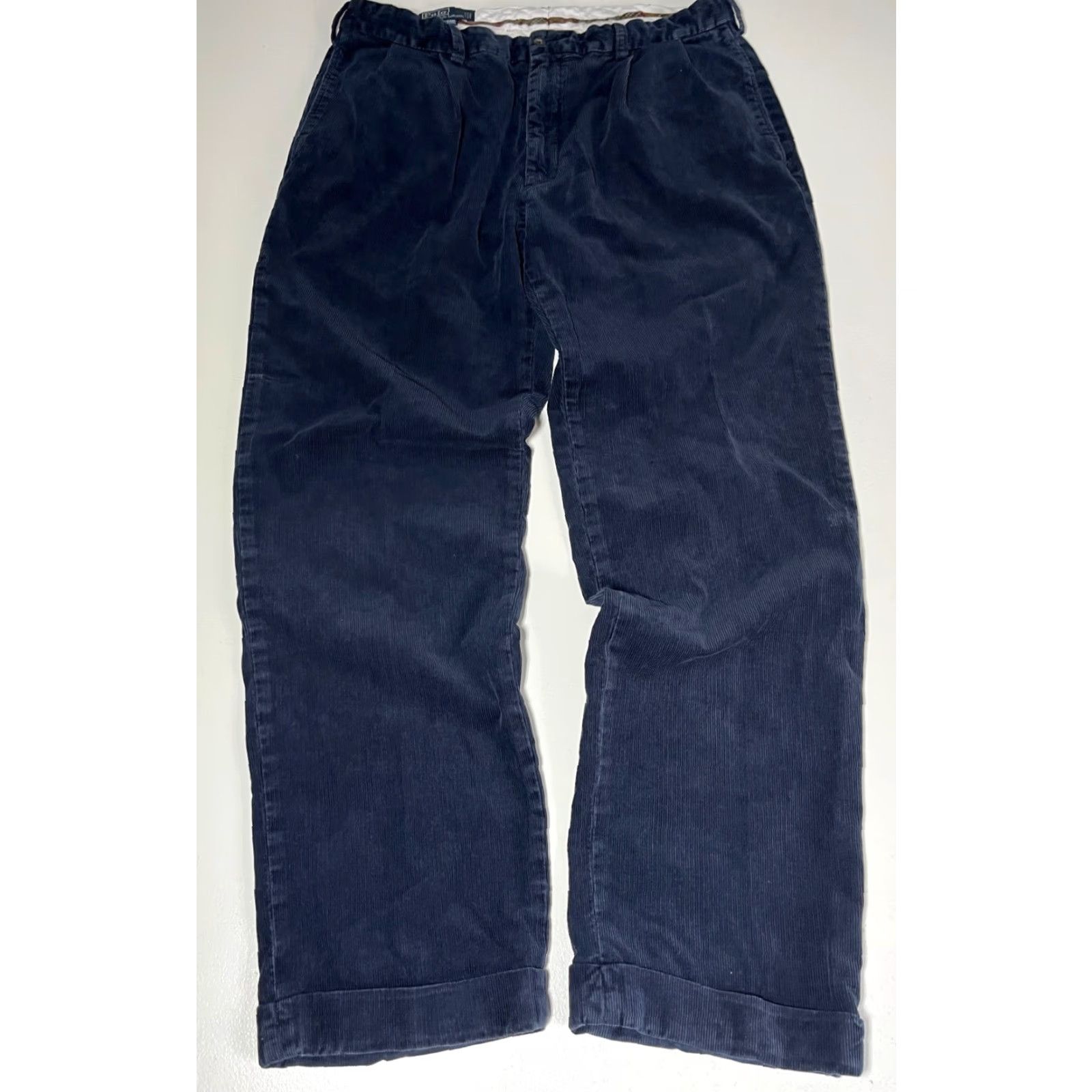 Polo Ralph Lauren Polo Ralph Lauren Men's Vintage Hammond Pant Corduroy Pleated Navy 36x32 Chino Straight Relaxed Size US M / EU 48-50 / 2 - 3 Thumbnail