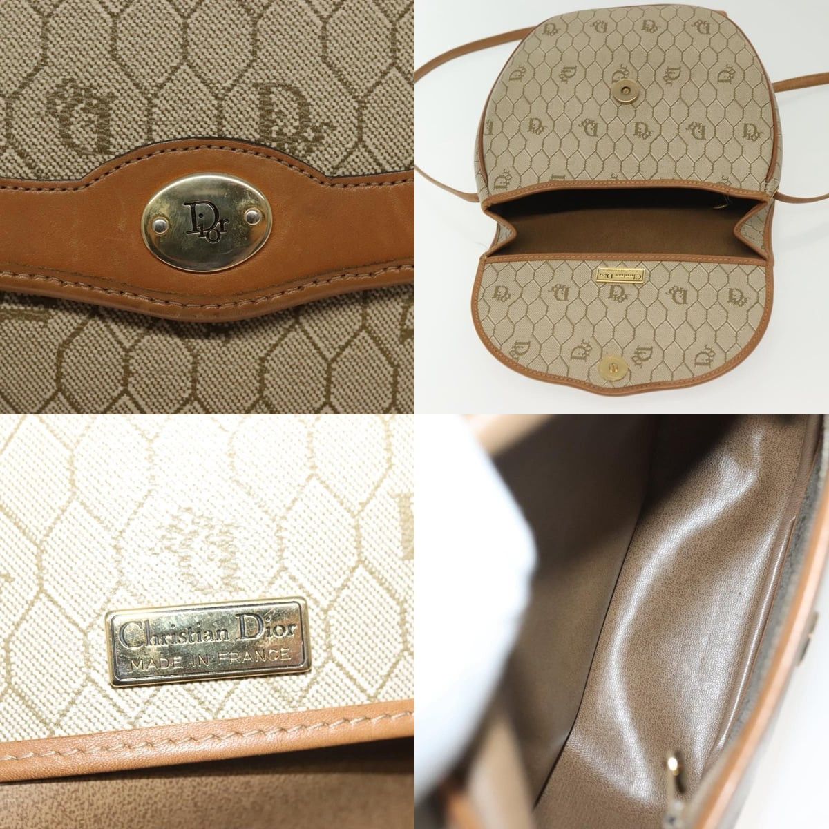 Dior DIOR Honeycomb Canvas Shoulder Bag Pvc Beige Gold Size ONE SIZE - 11 Thumbnail
