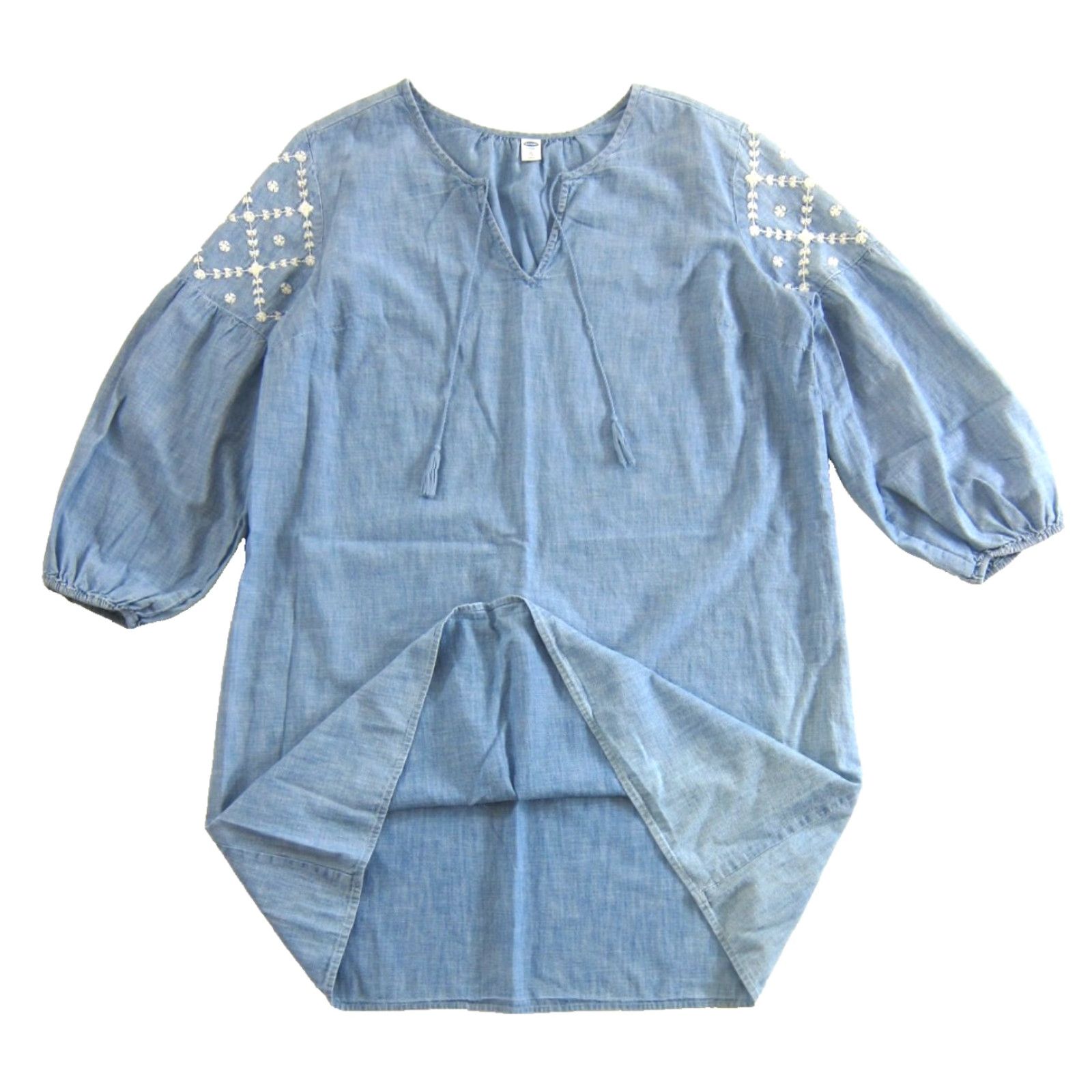 Old Navy Old Navy Embroidered Chambray Long Sleeve Smock Tunic Dress XL Blue 100% Cotton Size XL / US 12-14 / IT 48-50 - 5 Thumbnail